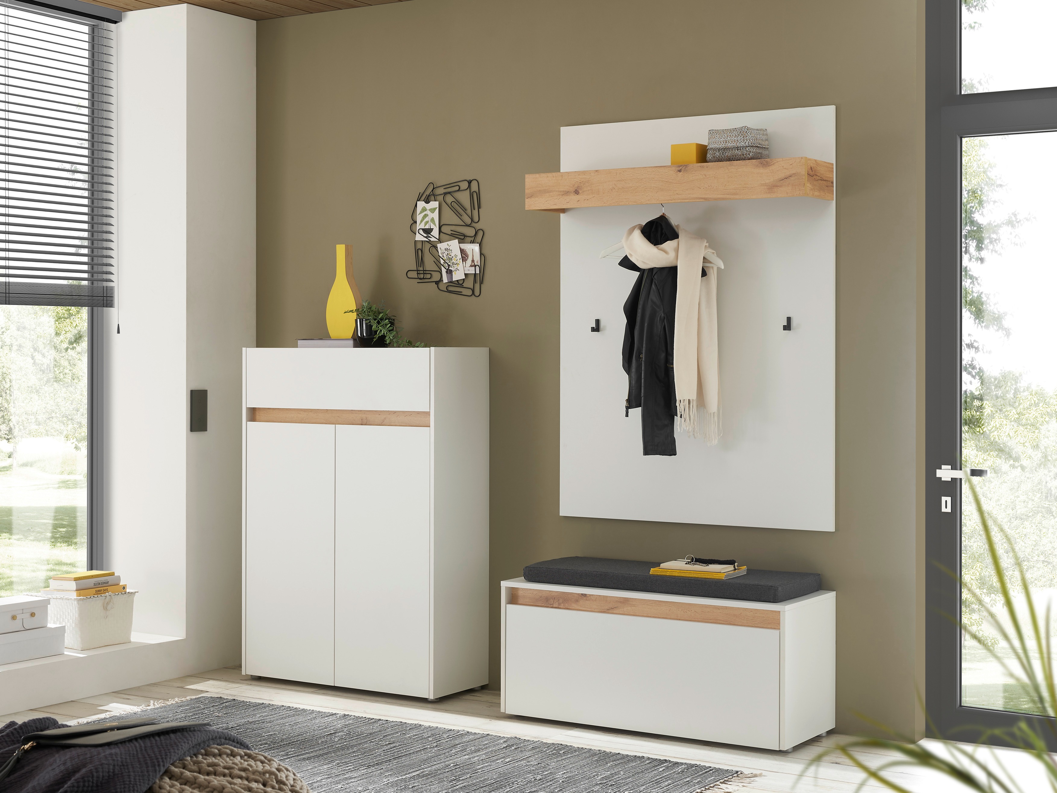 Flurgarnitur Elbsori 176 (Weiß + Wotan Eiche)