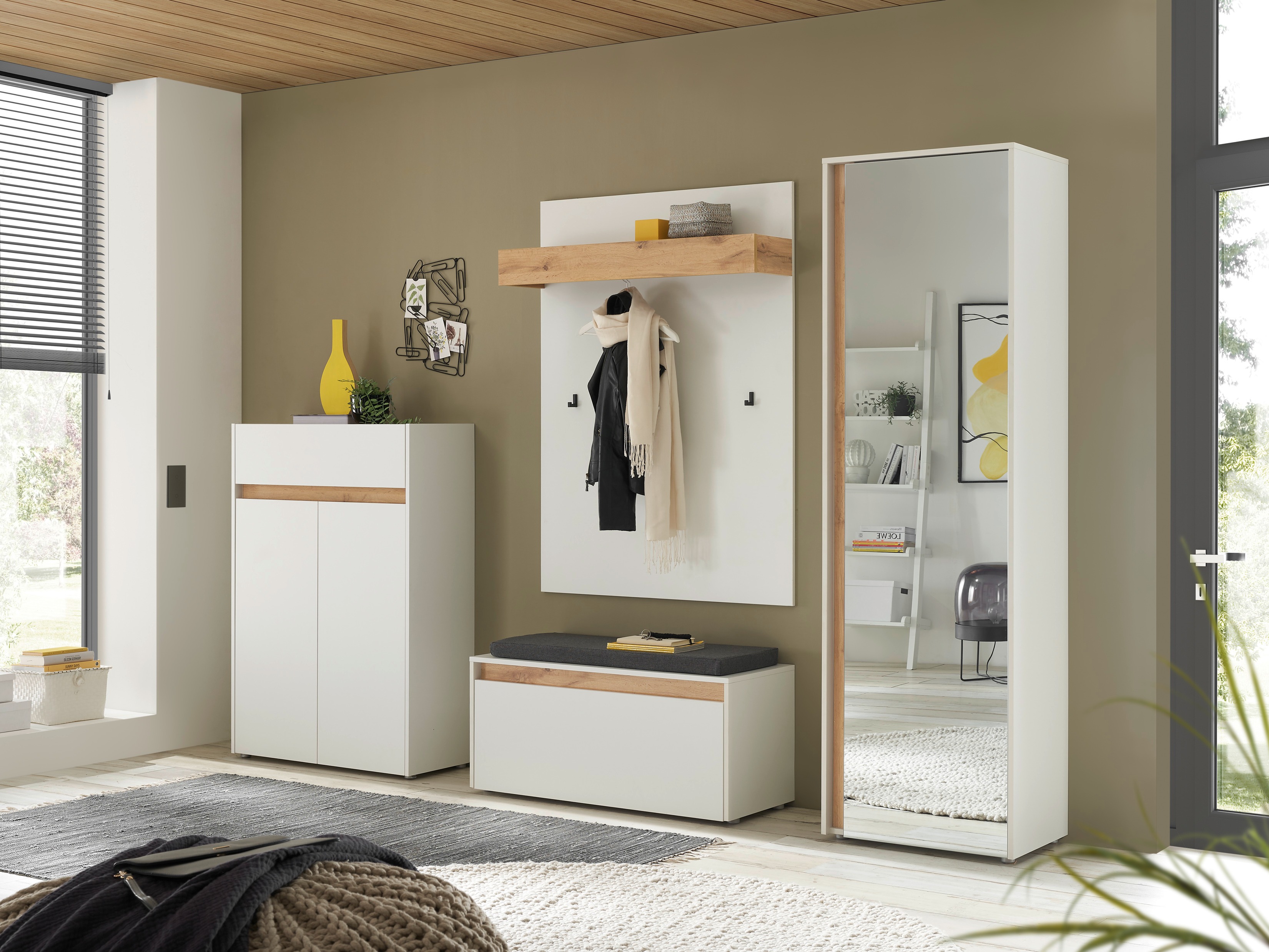 Flurgarnitur Elbsori 176 (Weiß + Wotan Eiche)