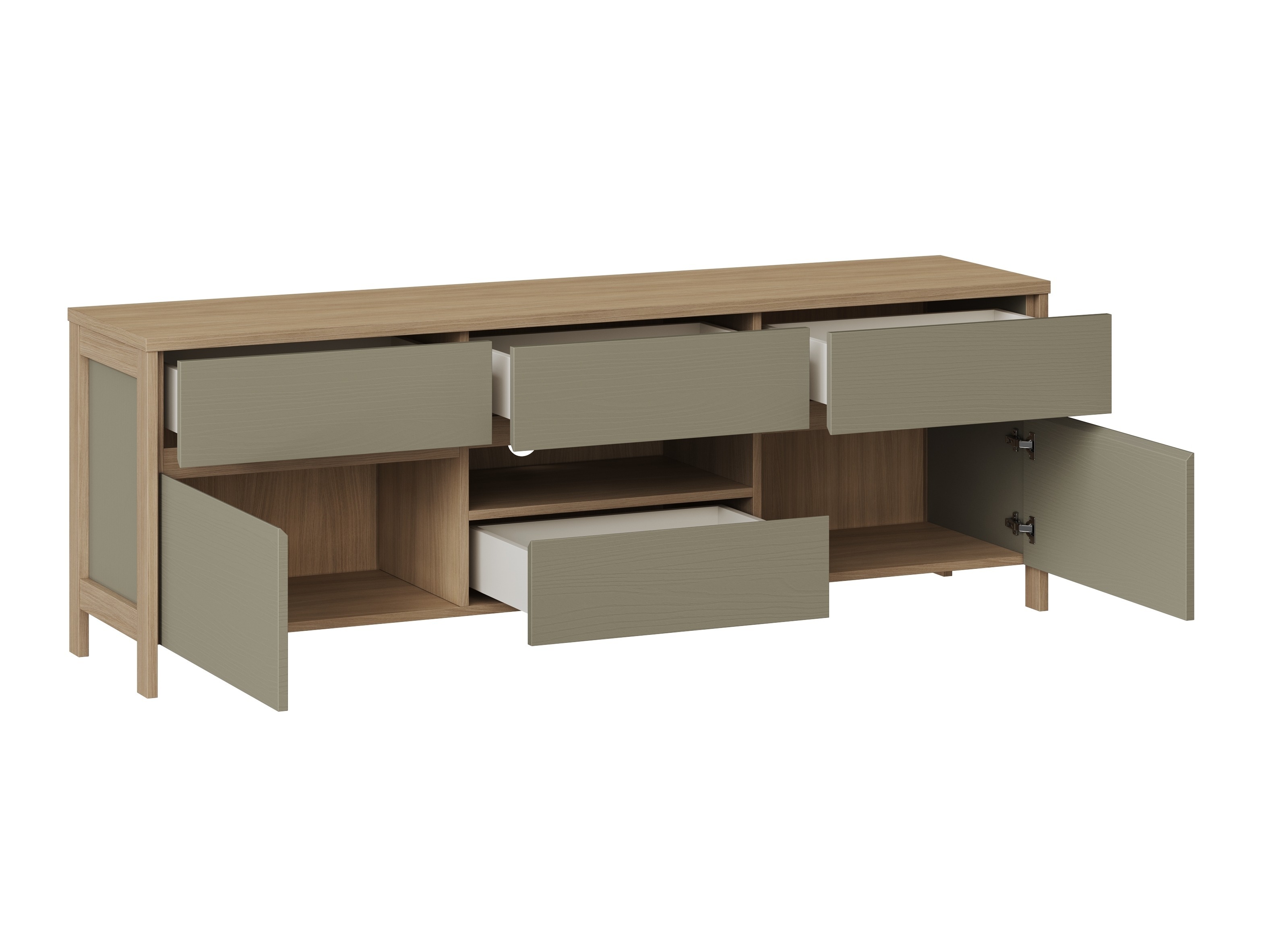 Wohnzimmer-Sets Fermaru 110 (Staubiges Grün + Eichenholzoptik)