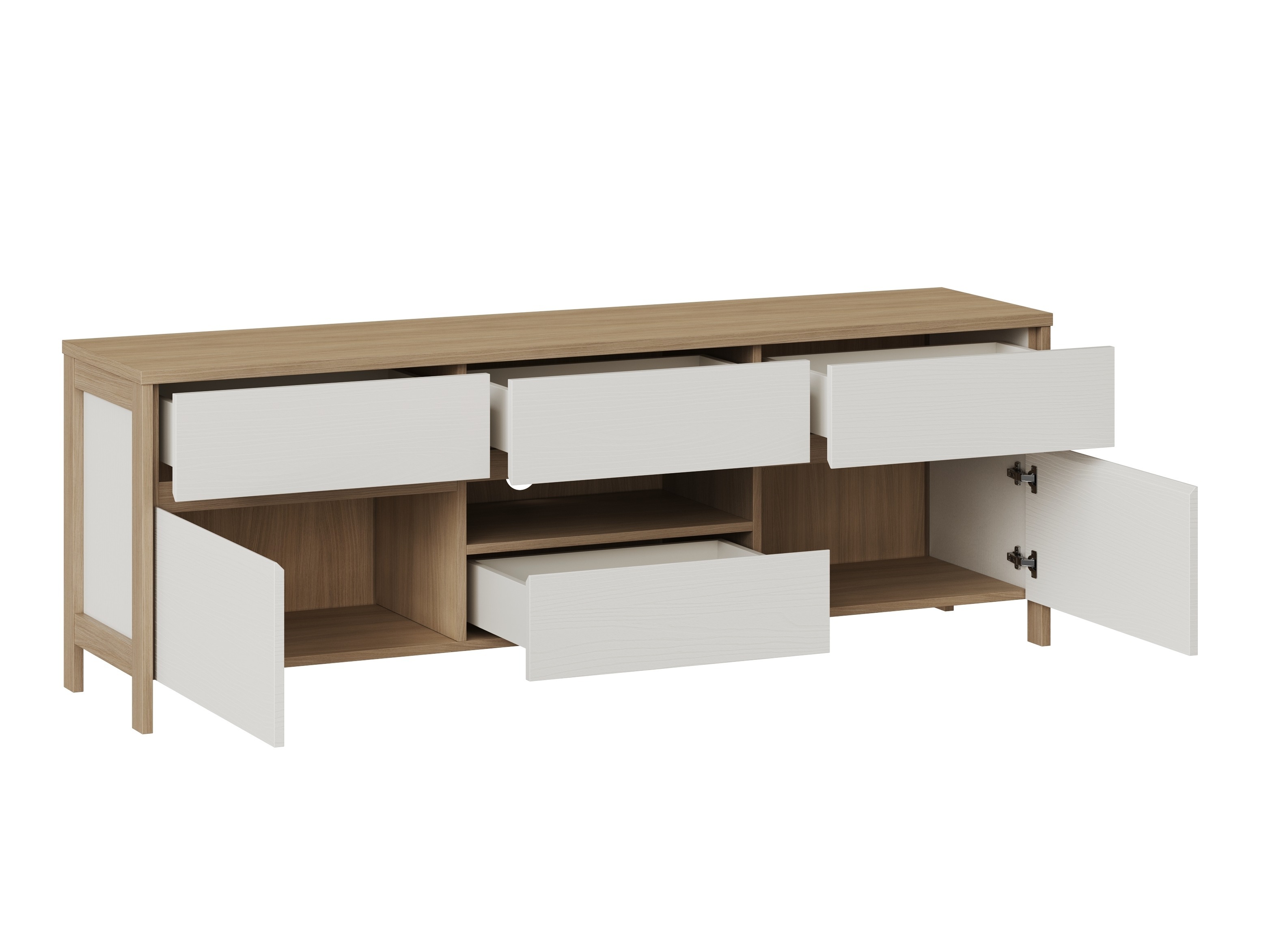 Wohnzimmer-Sets Fermaru 110 (Weiß + Eichenholzoptik)