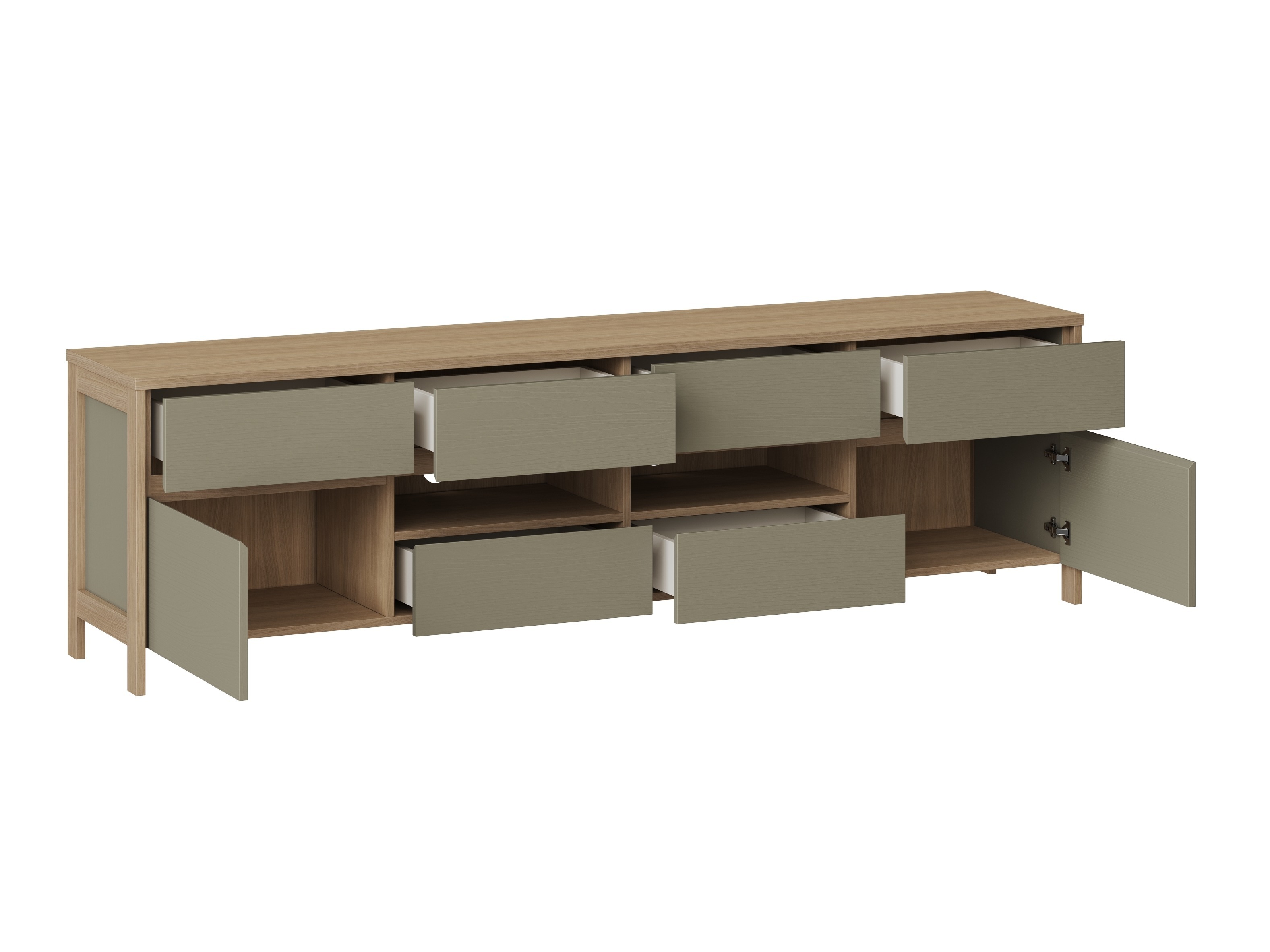 Wohnzimmer-Sets Fermaru 111 (Staubiges Grün + Eichenholzoptik)