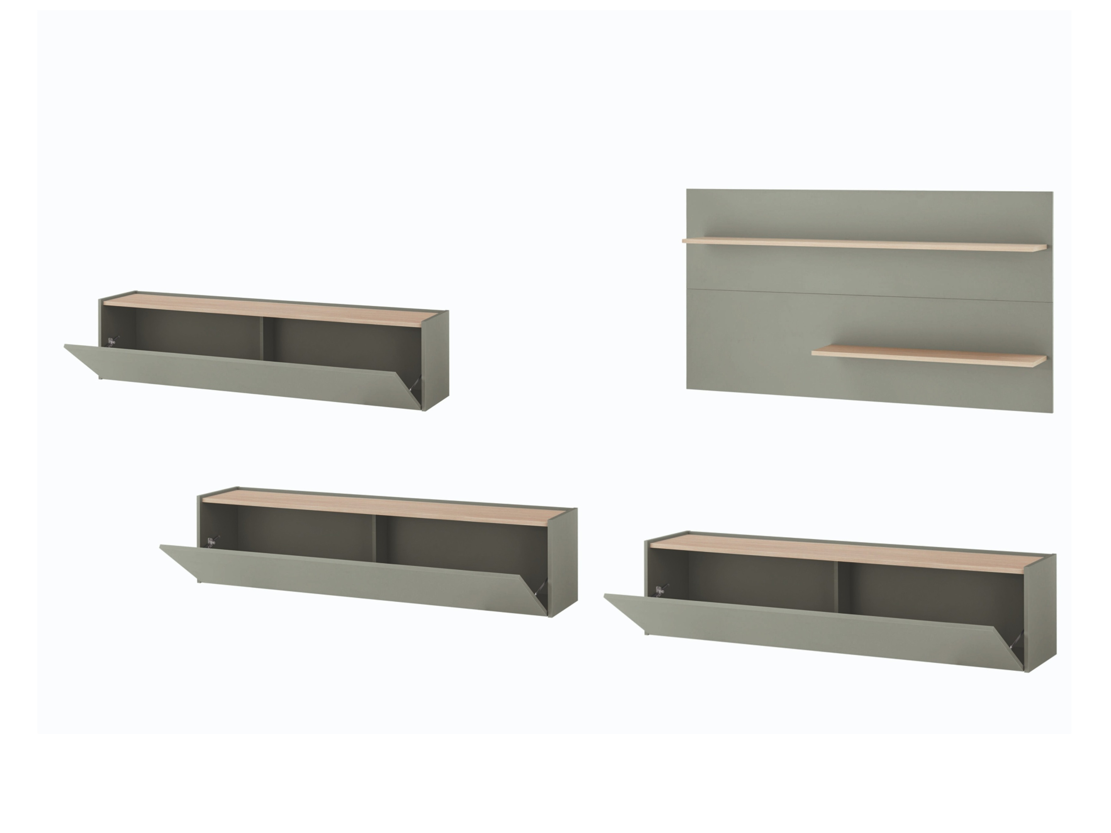 Wohnzimmer-Sets Elbsori 121 (Grün + Eichenholzoptik)