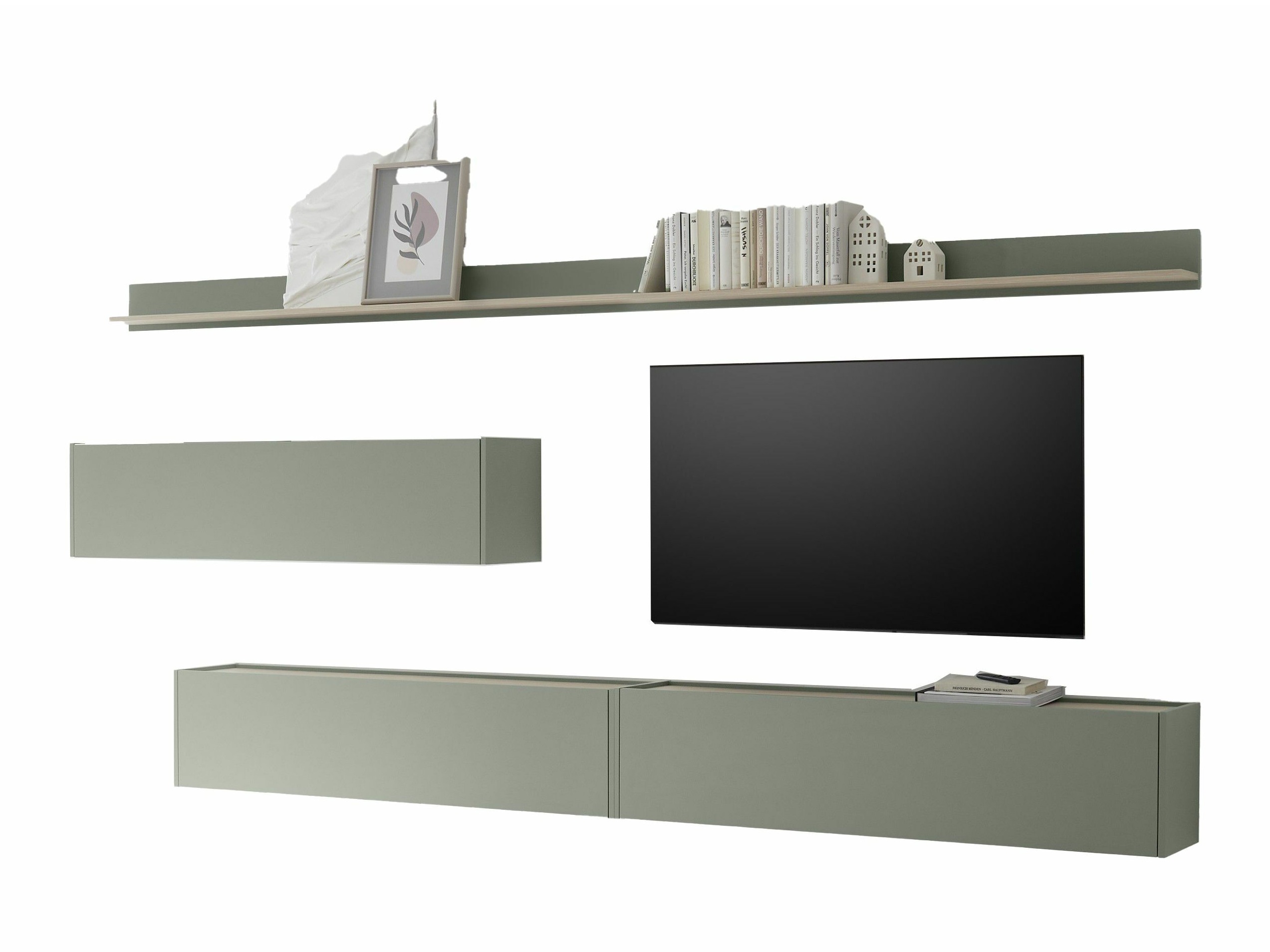 Wohnzimmer-Sets Elbsori 142 (Grün + Eichenholzoptik)