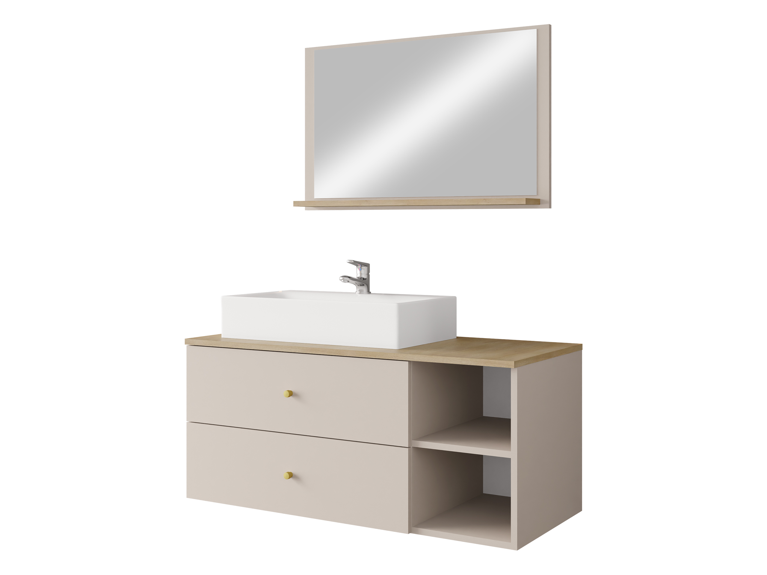 Badezimmer-Set Salus I (Kaschmir + Eichenholzoptik)