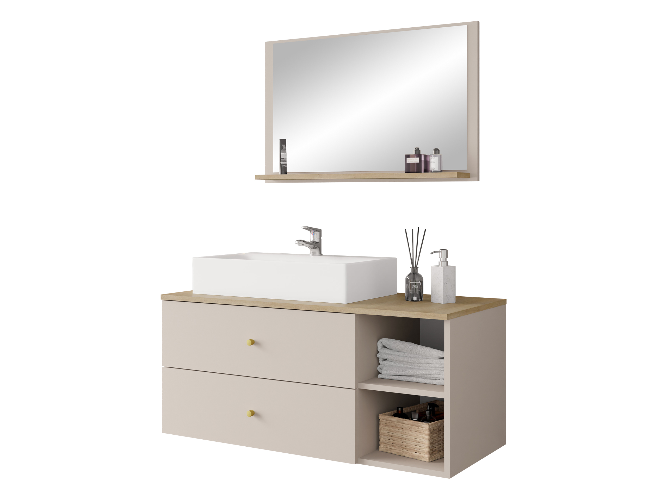 Badezimmer-Set Salus I (Kaschmir + Eichenholzoptik)