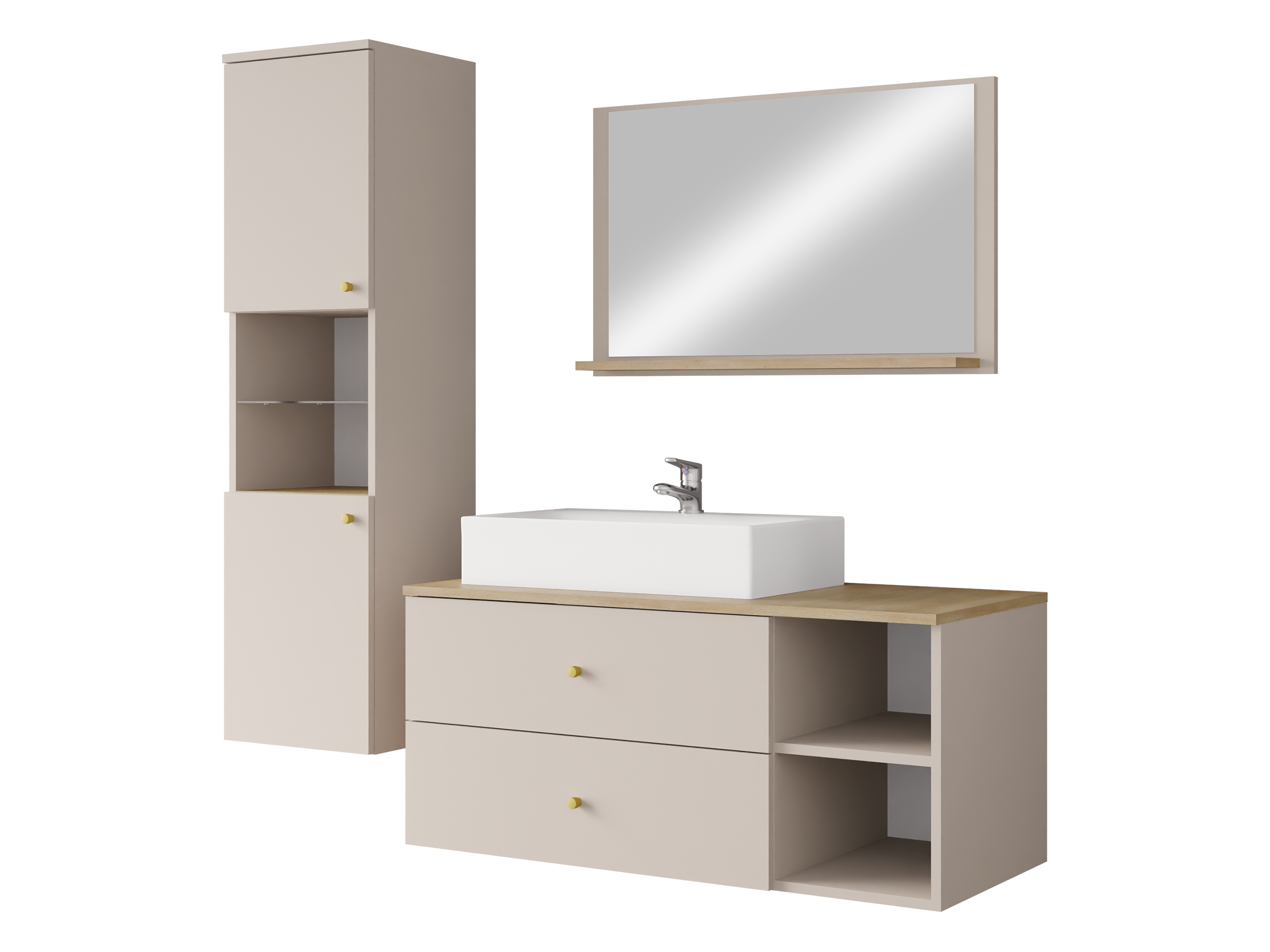 Badezimmer-Set Salus II (Kaschmir + Eichenholzoptik)