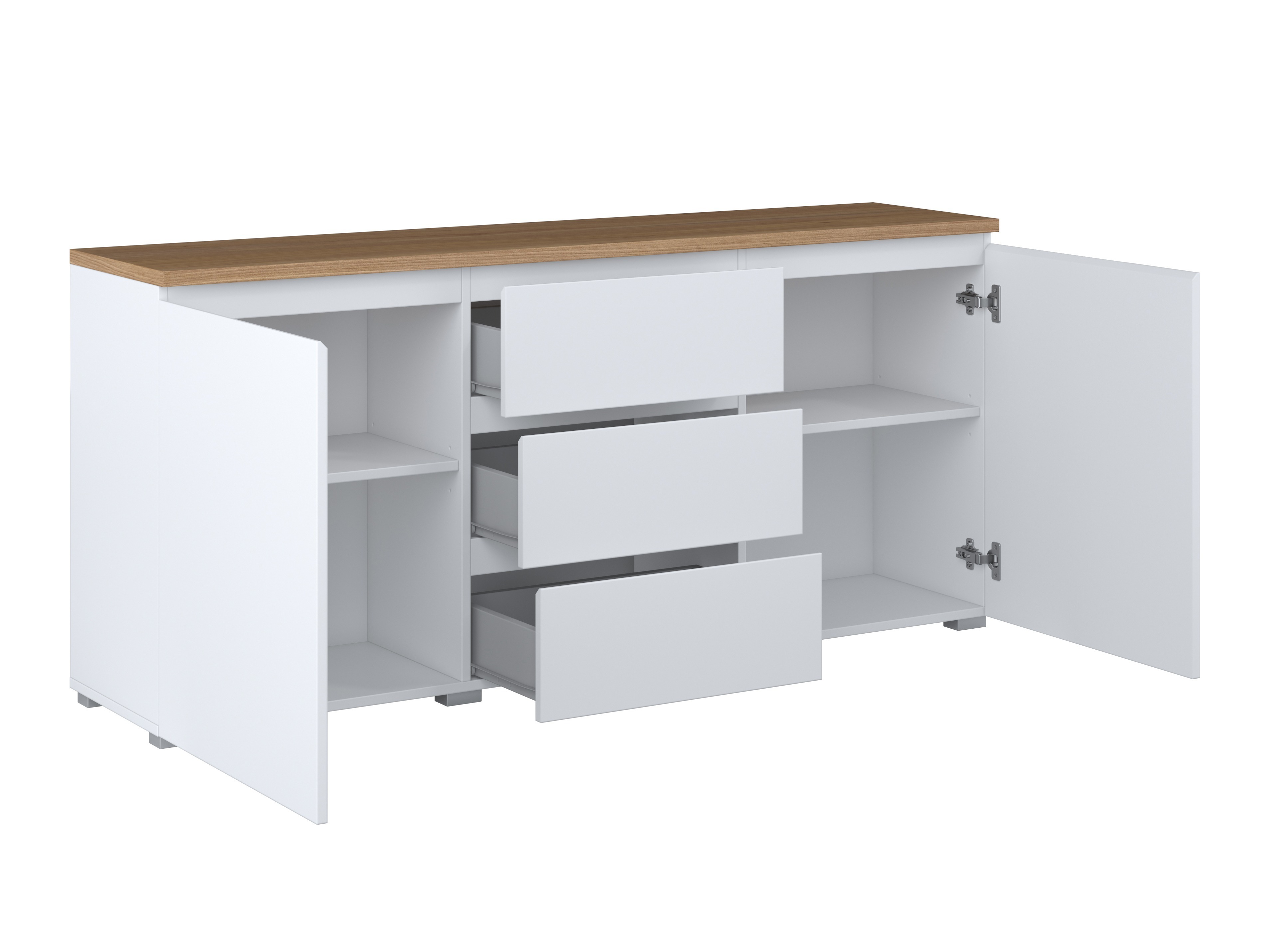 Kommoden Baletu 106 (Weiß + Eichenholzoptik)