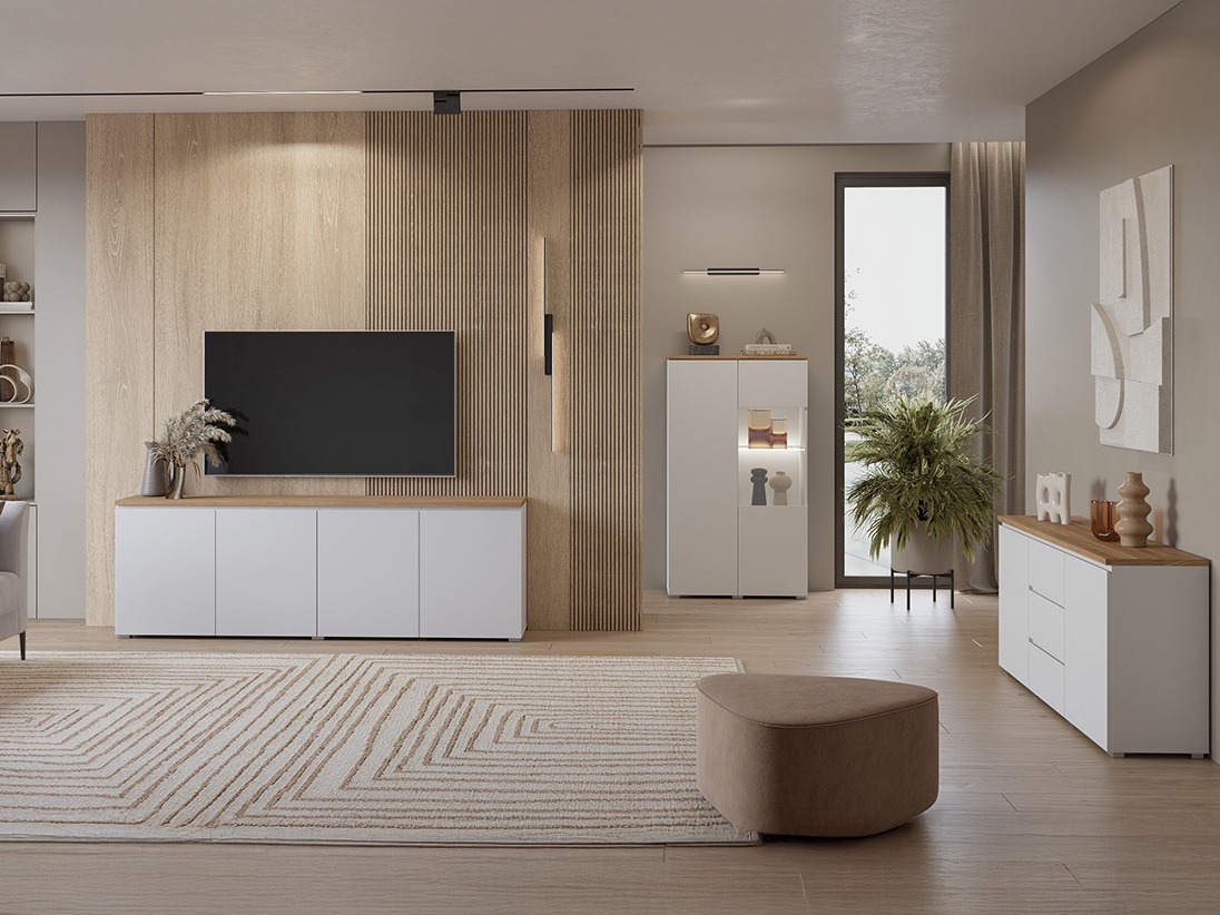 Kommoden Baletu 106 (Weiß + Eichenholzoptik)