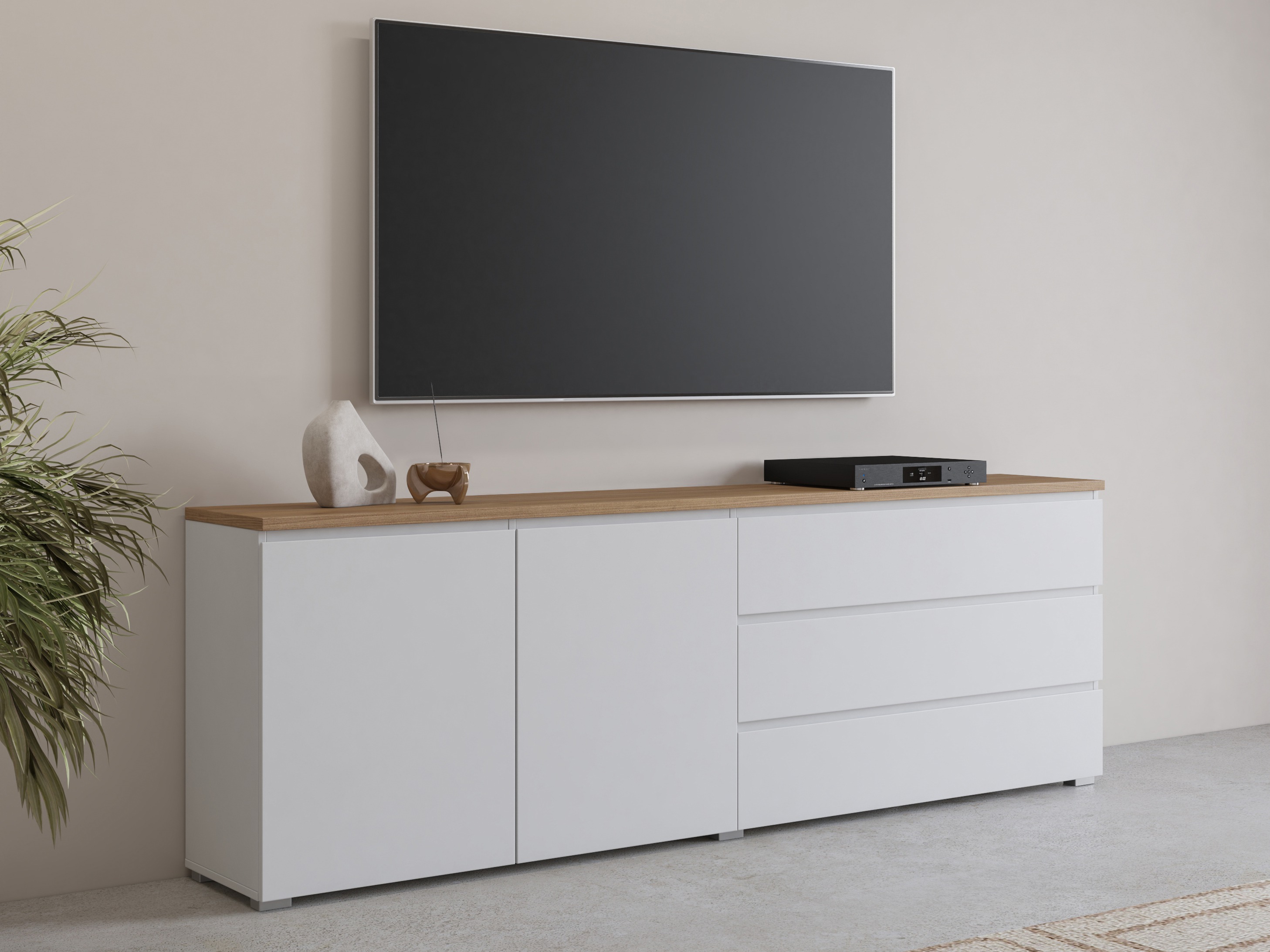 Kommoden Baletu 107 (Weiß + Eichenholzoptik)