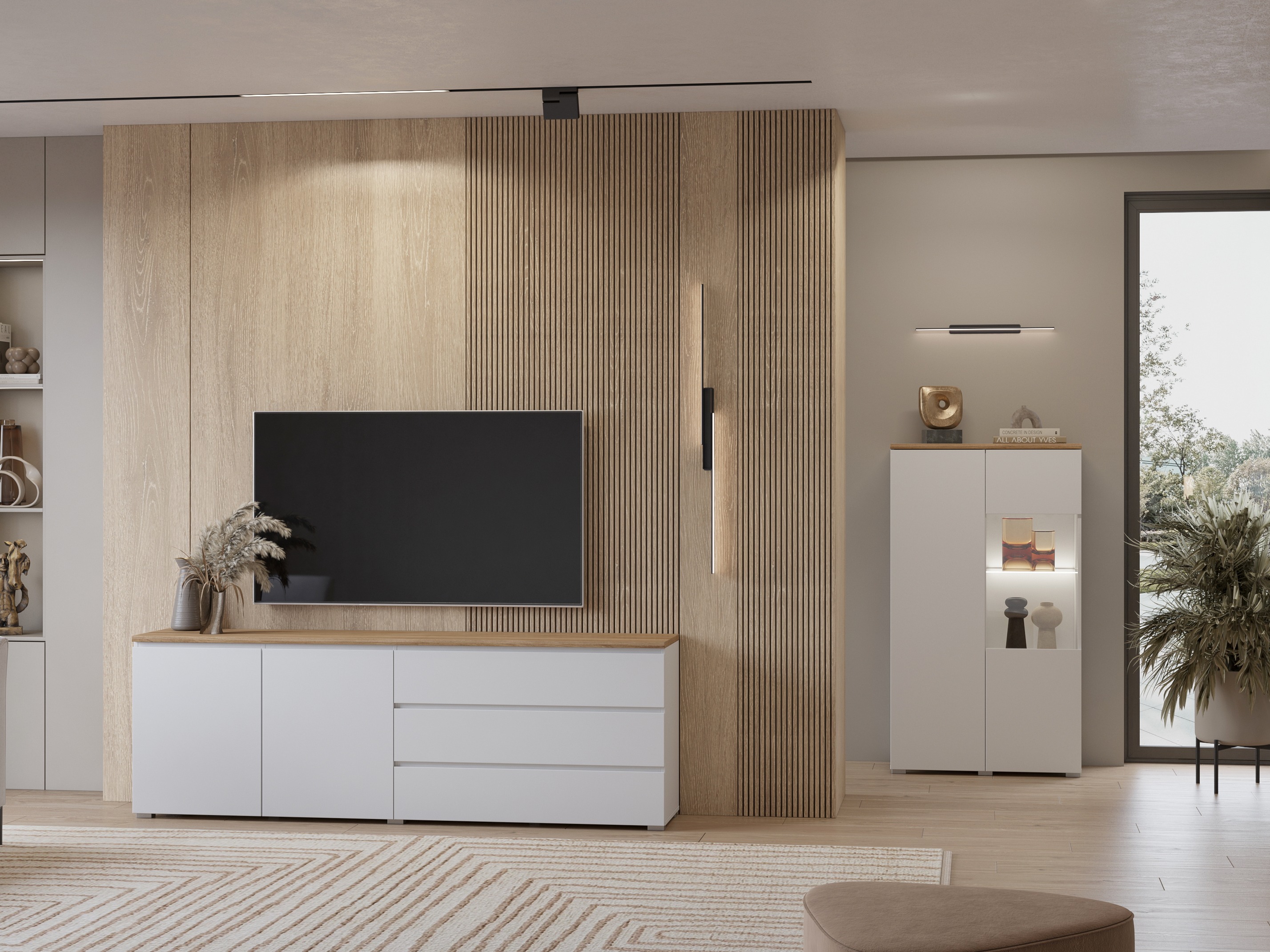 Kommoden Baletu 107 (Weiß + Eichenholzoptik)