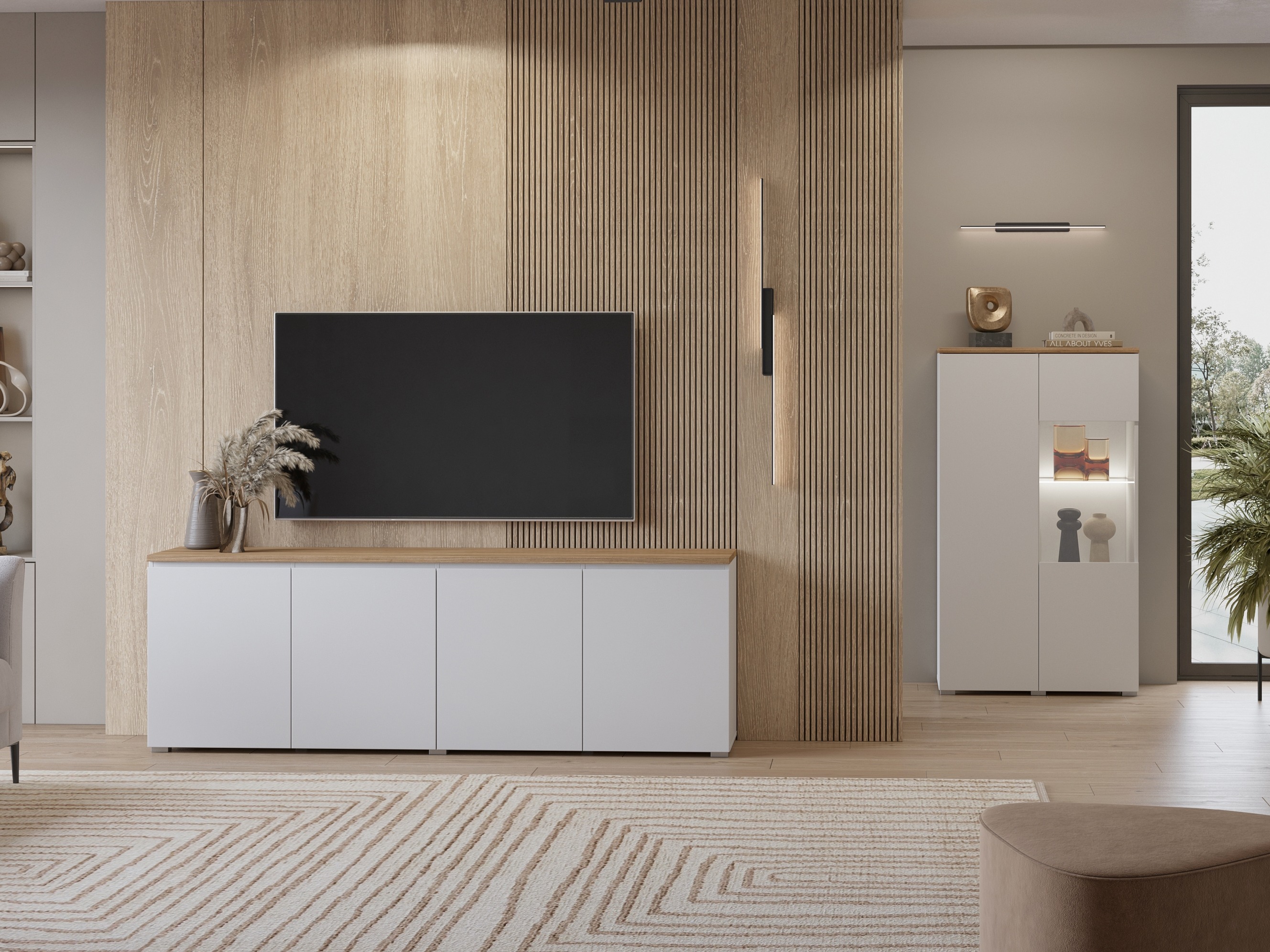 Sideboard Baletu 105 (Weiß + Eichenholzoptik)