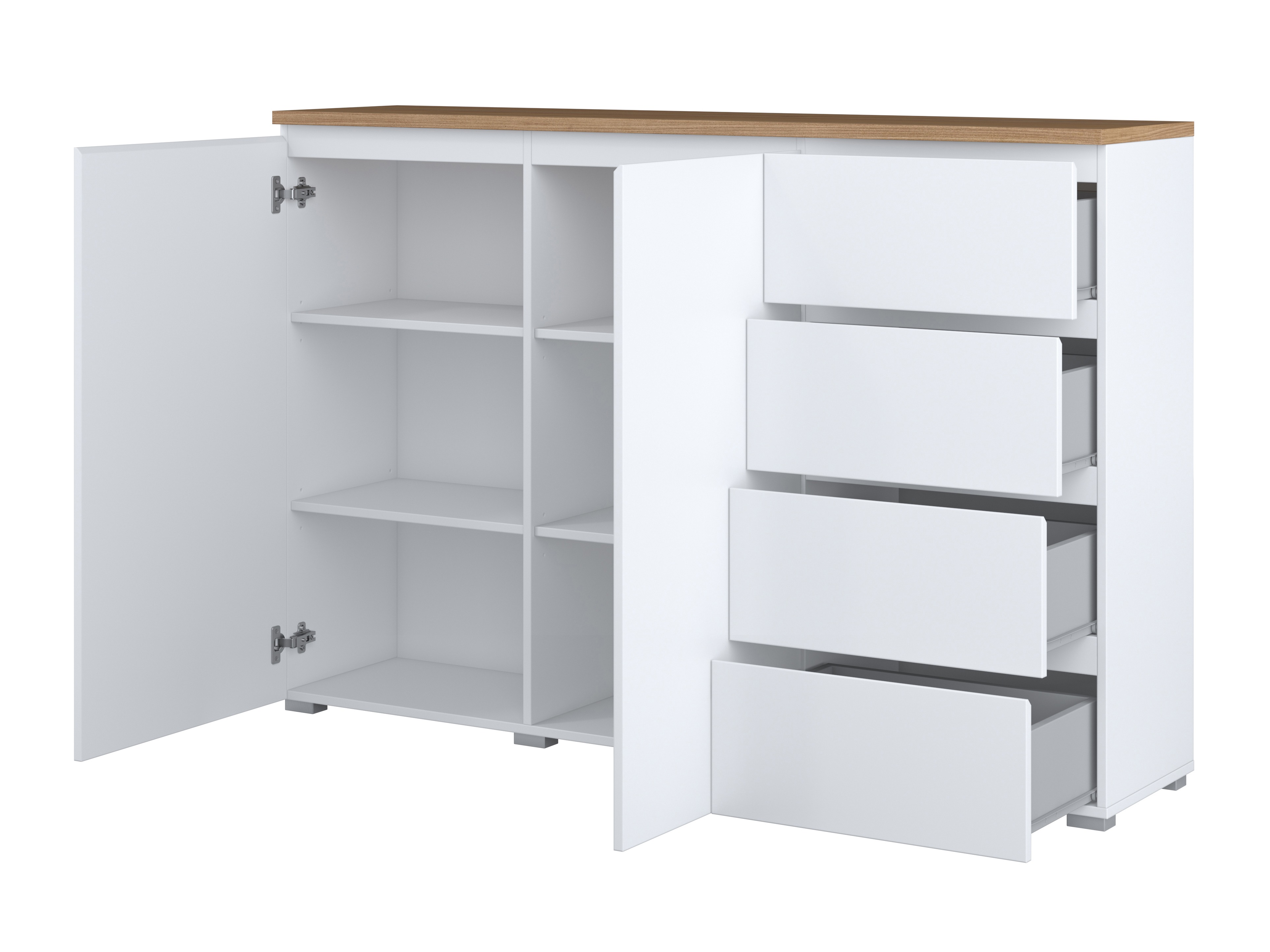 Kommoden Baletu 109 (Weiß + Eichenholzoptik)