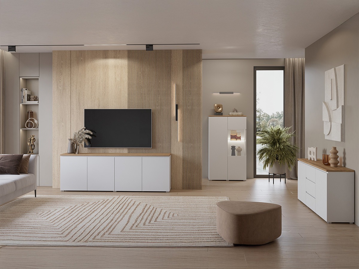 Regal Baletu 108 (Weiß + Eichenholzoptik)