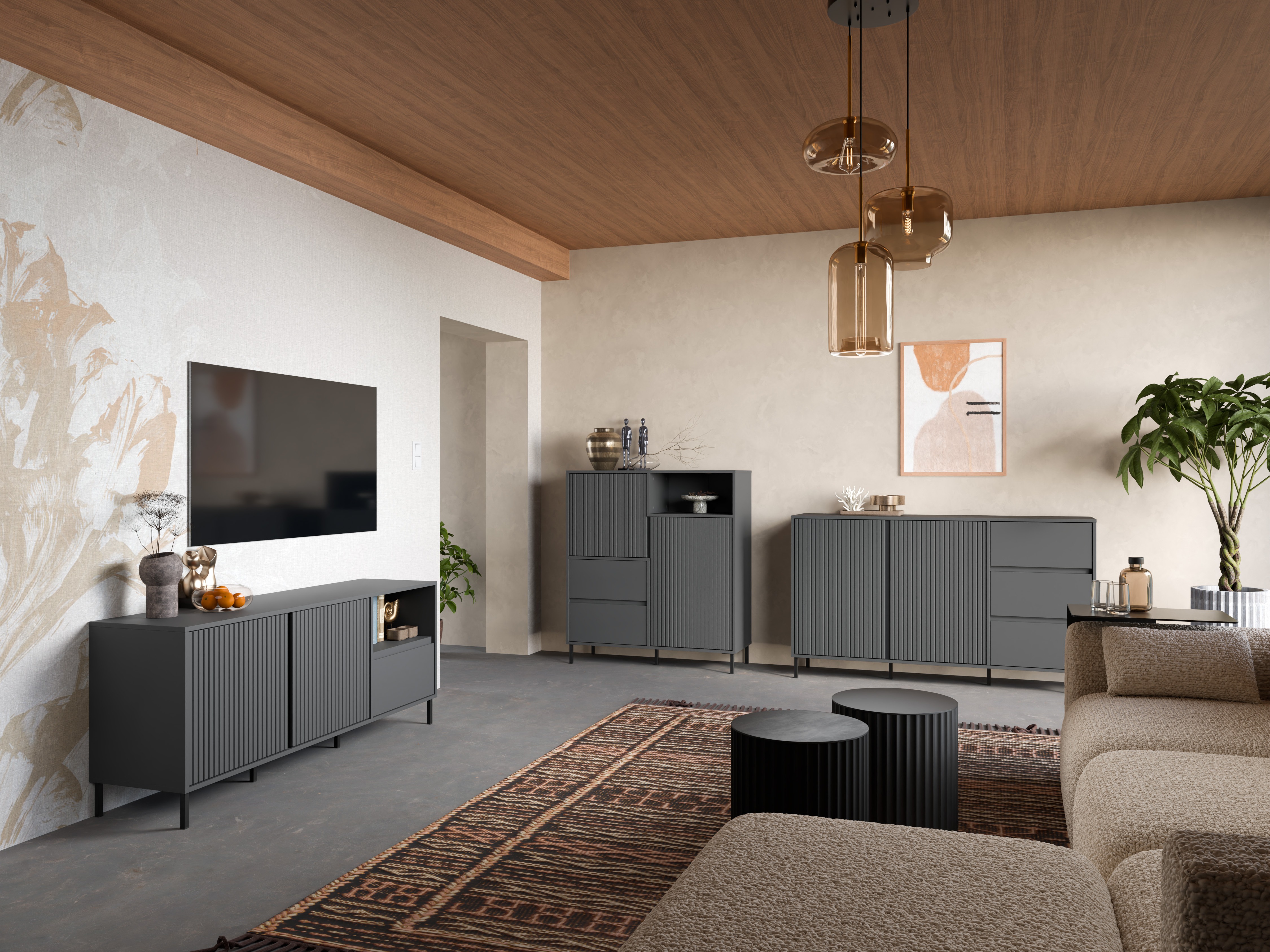 Wohnzimmer-Sets Ruvrevi 106 (Anthrazit)