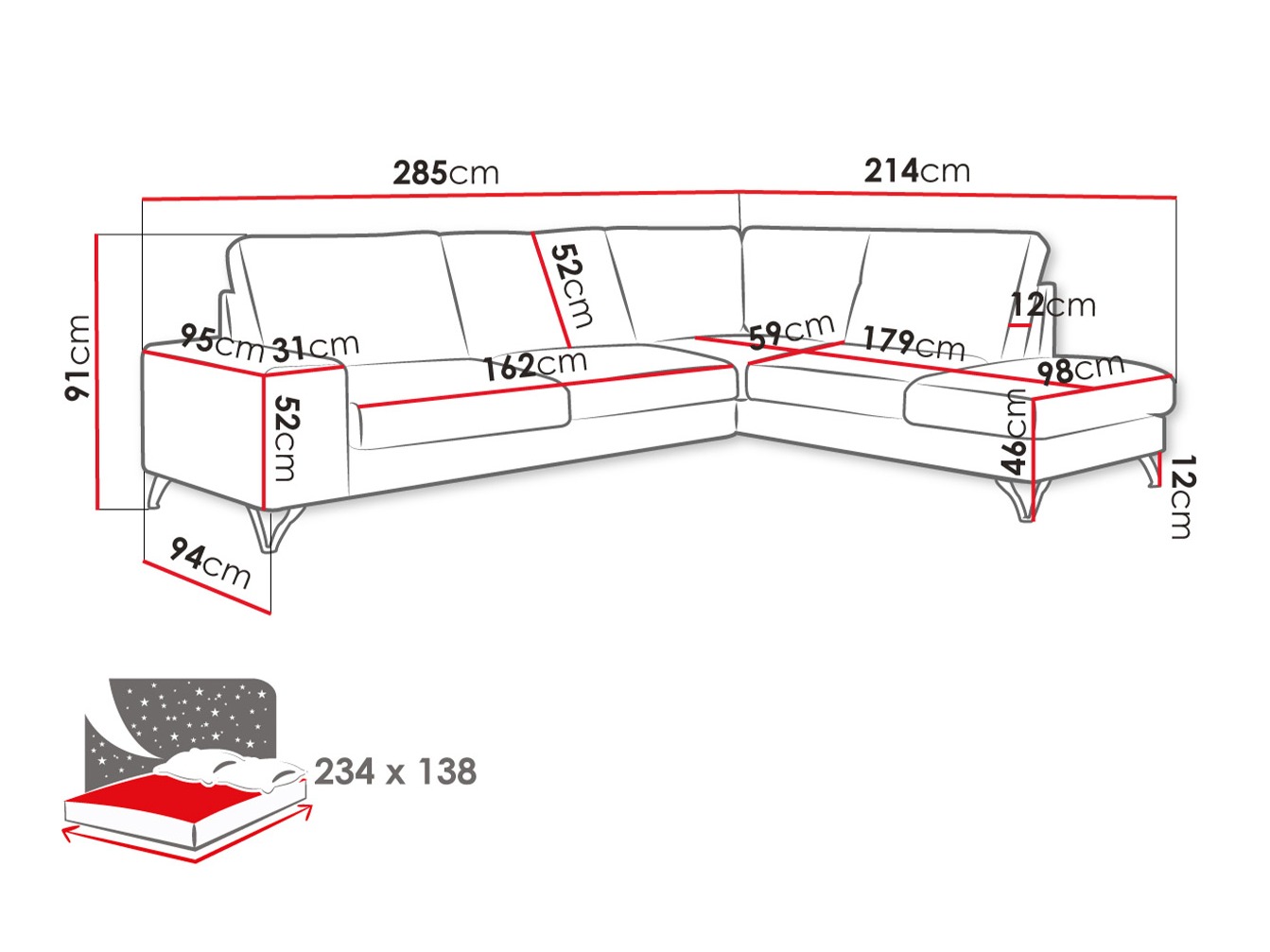 Ecksofa ComfiDream Lyrana II (Verita 53)