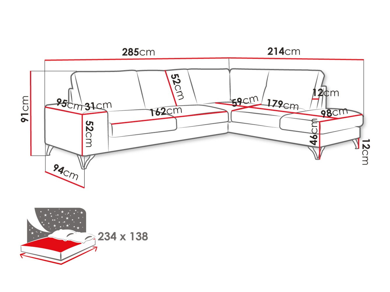 Ecksofa ComfiDream Lyrana II (Verita 80)