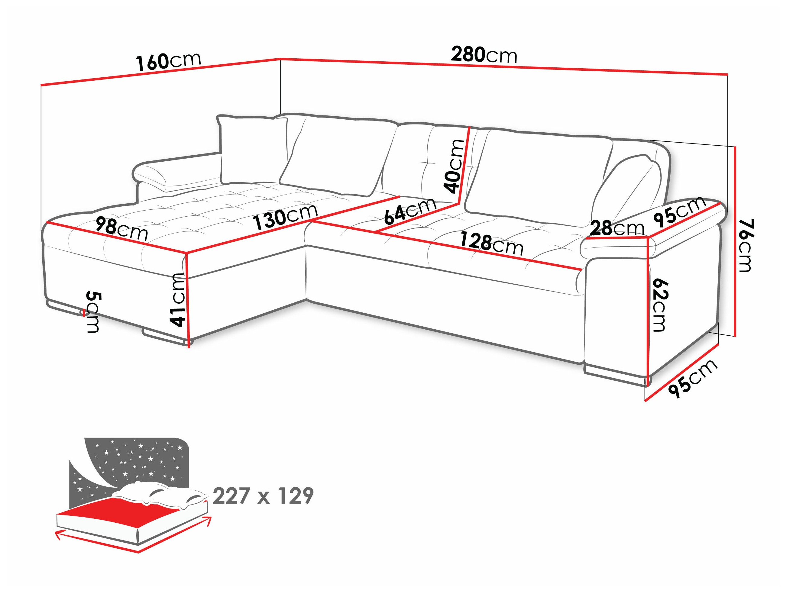 Ecksofa Comfivo 129 (Lux 05 + Lux 06)