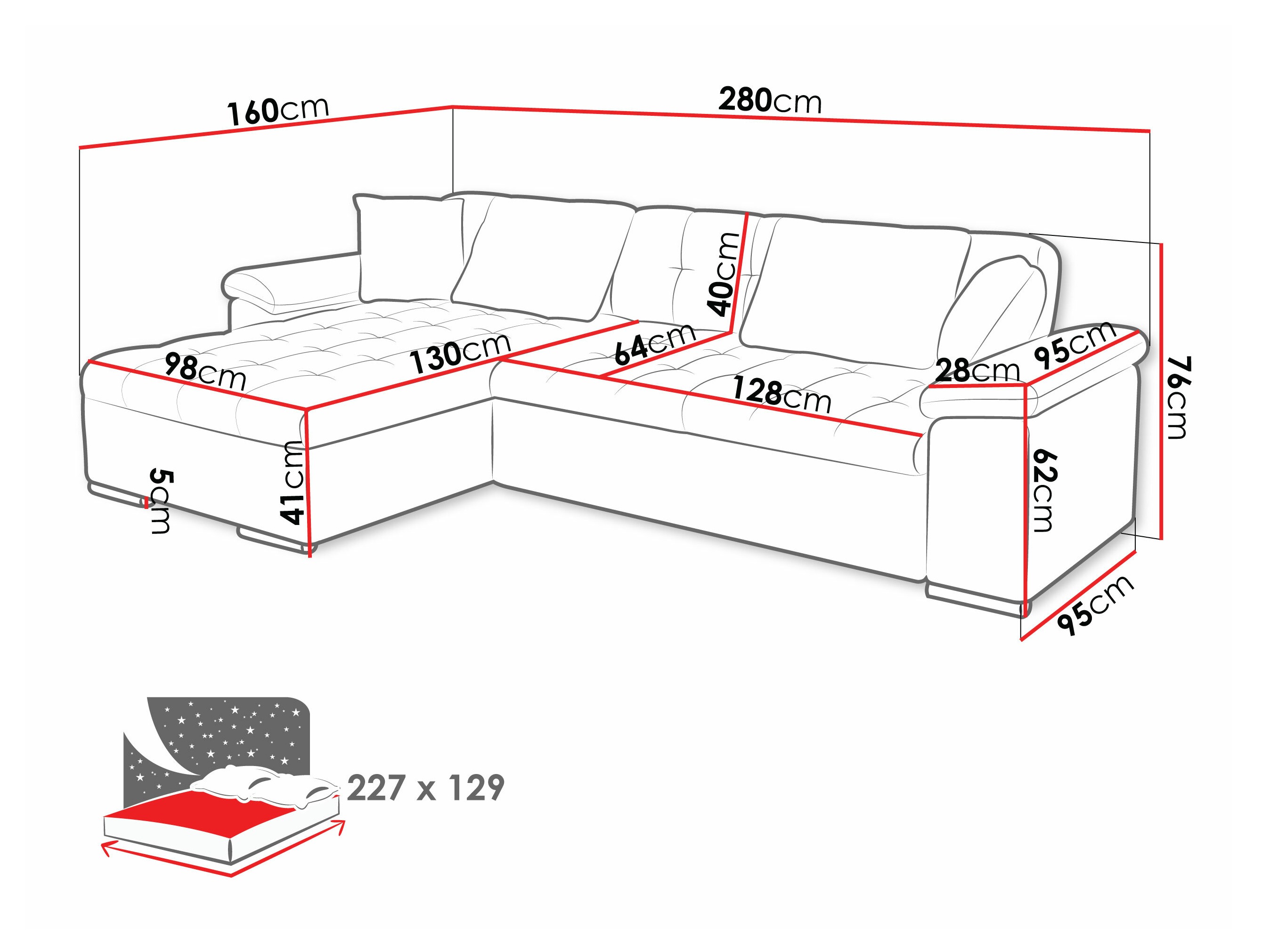 Ecksofa Comfivo 129 (Lux 06 + Lux 05)