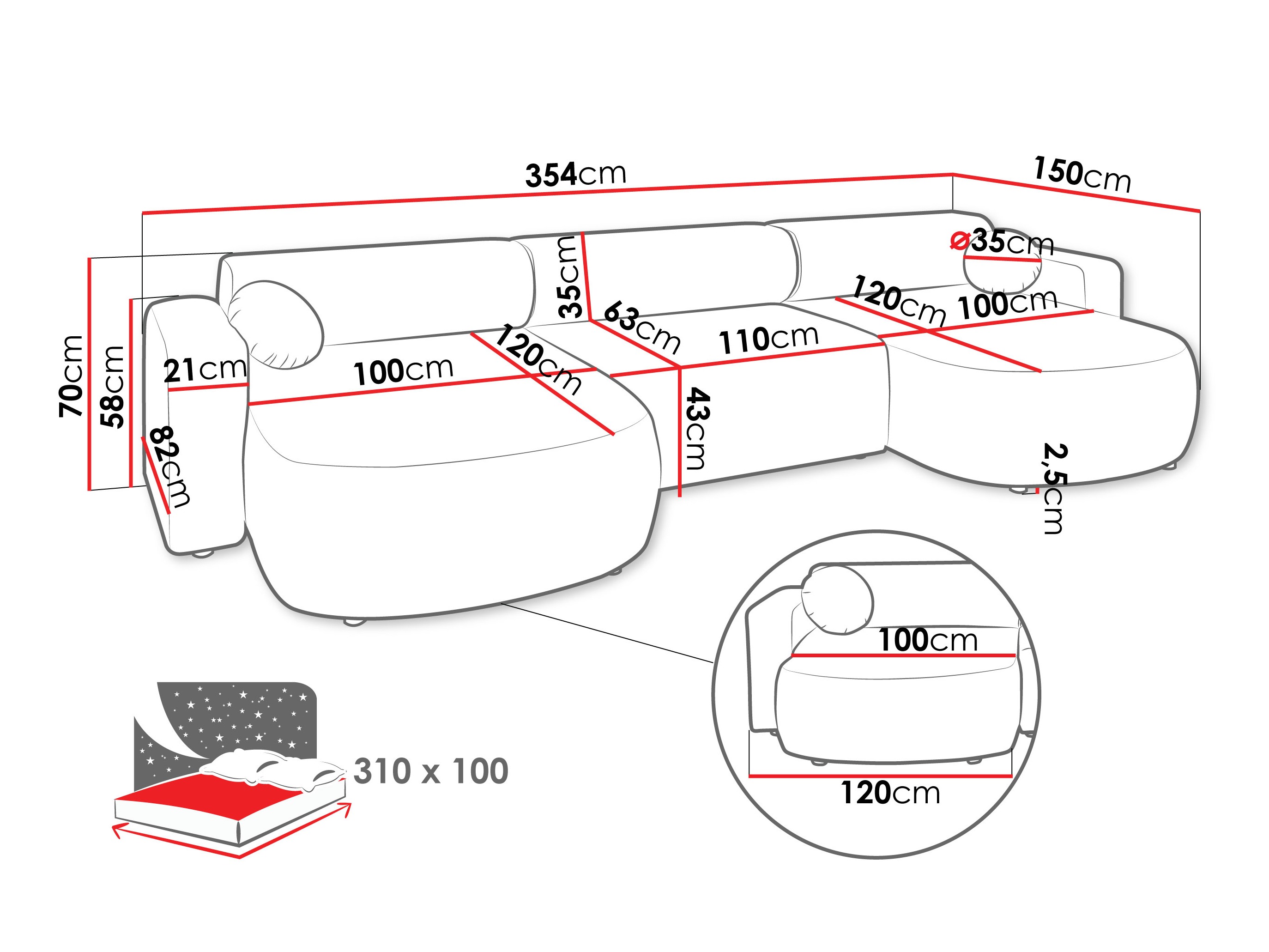 Ecksofa Comfivo Corus I (Velo 623)