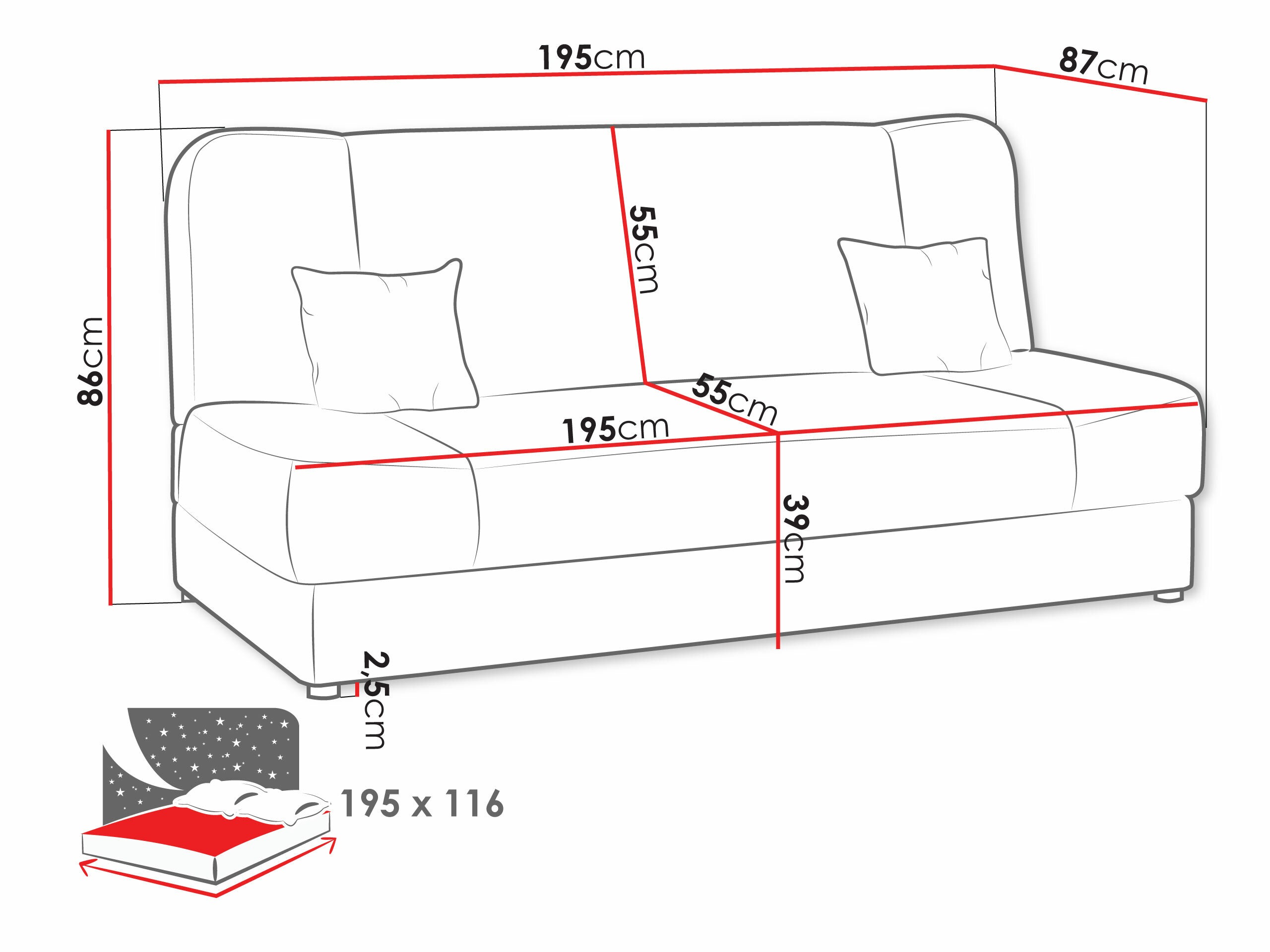 Schlafsofa Comfivo 110 (Lux 05 + Lux 06)