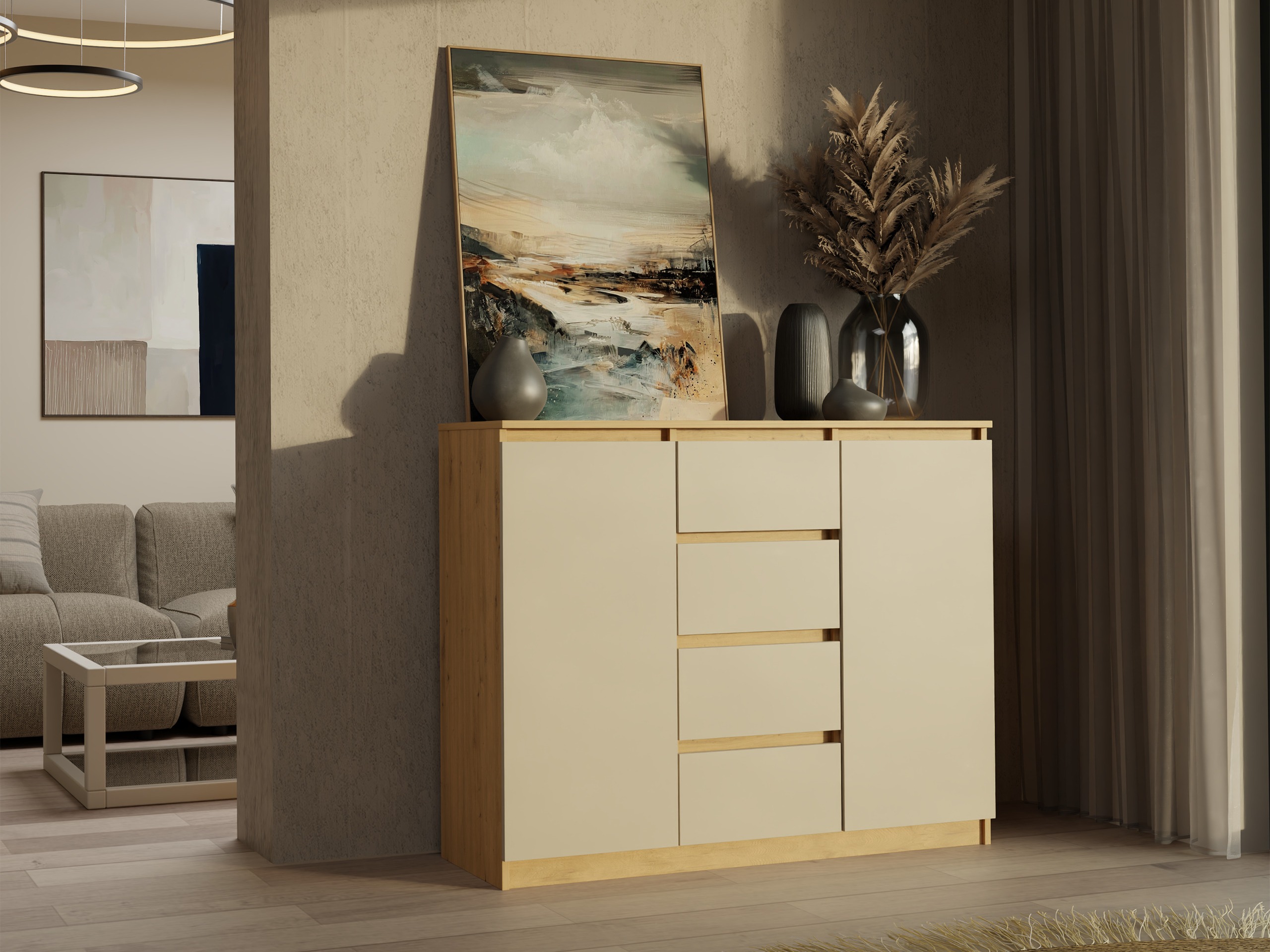 Kommoden Elbvelu 113 (Artisan Eichenholzoptik + Kaschmir)