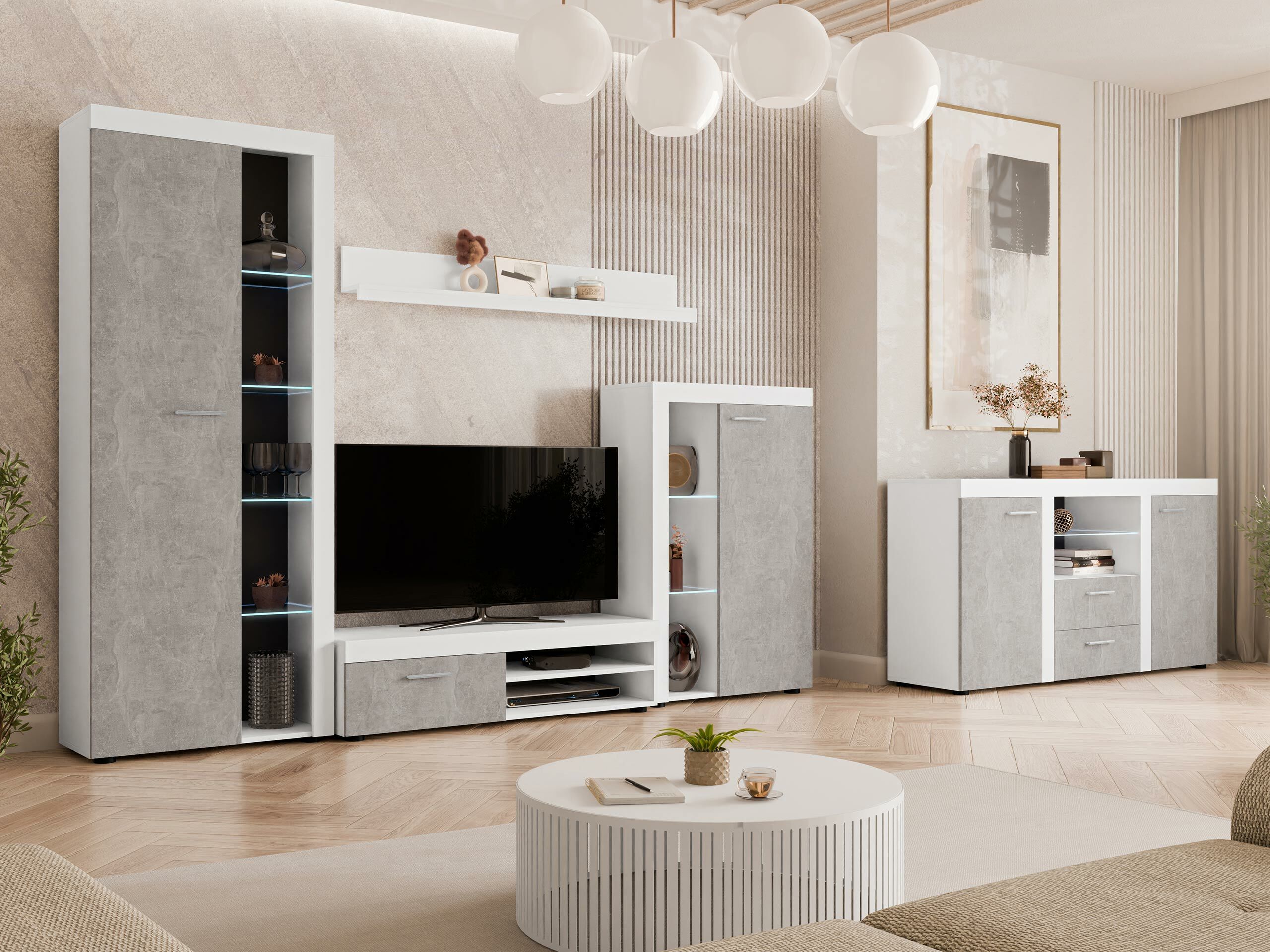 Kommoden Tucson 104 (Weiß + Beton)