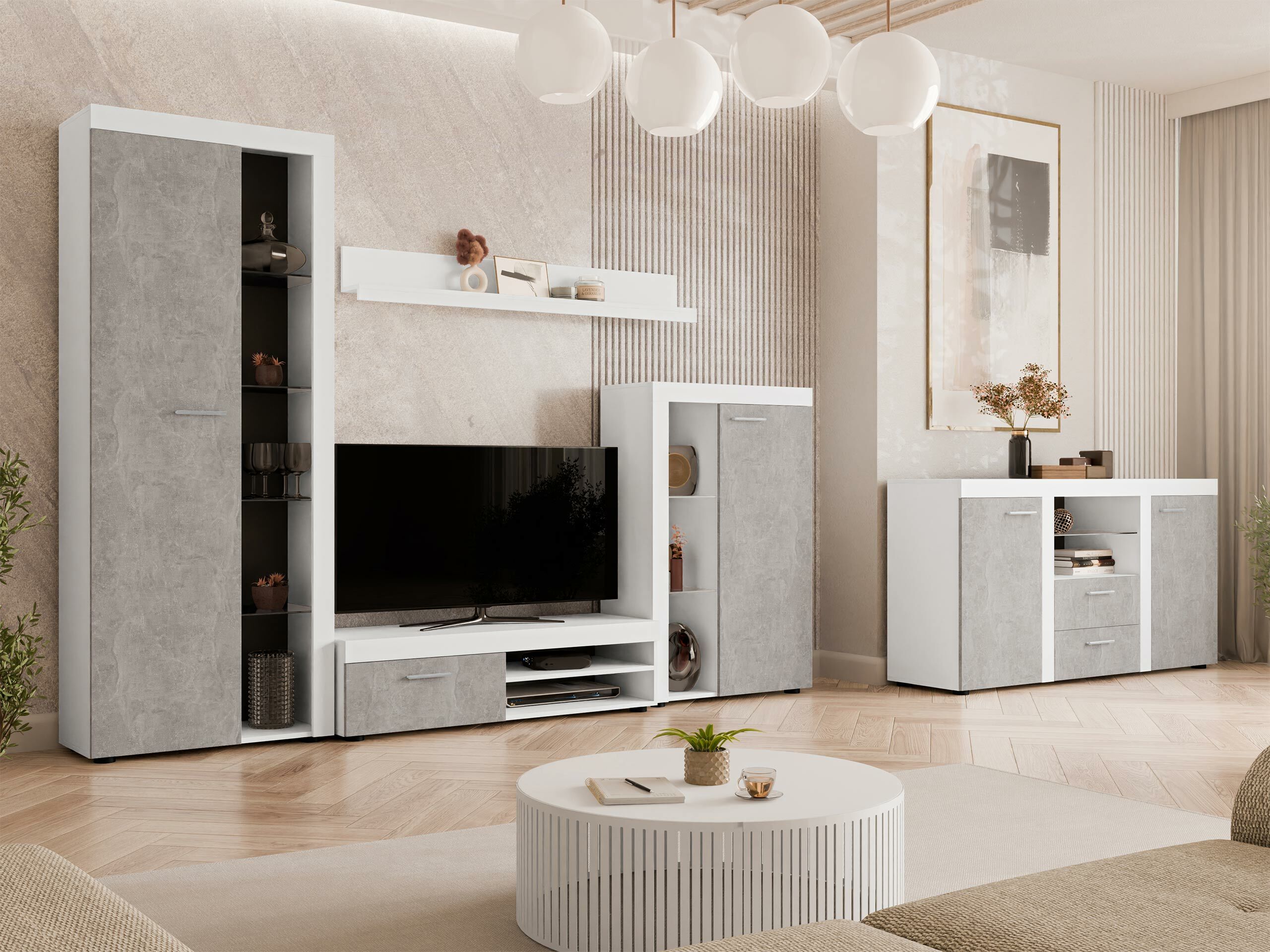 Kommoden Tucson 104 (Weiß + Beton)