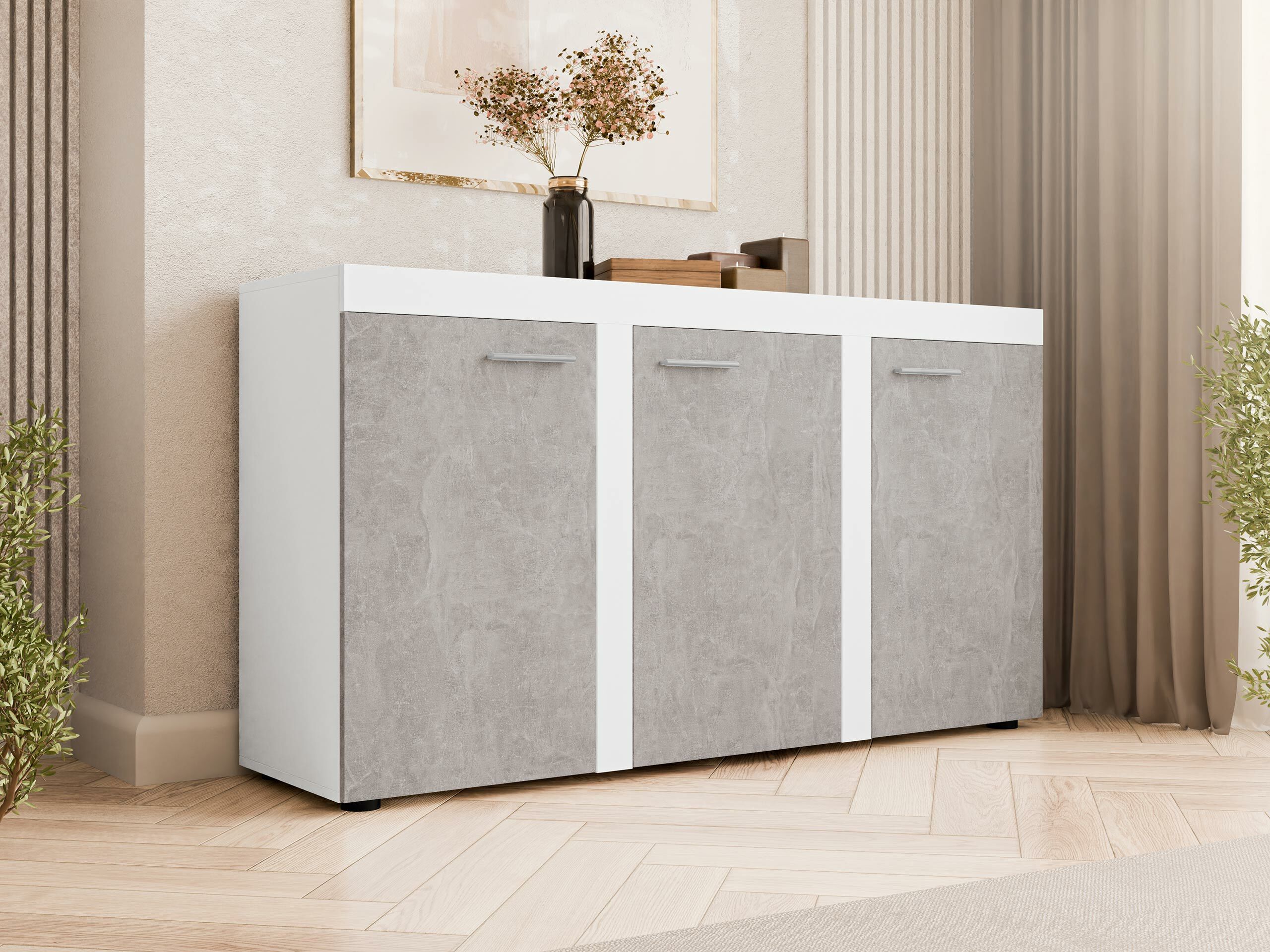 Sideboard Tucson 121 (Weiß + Beton)