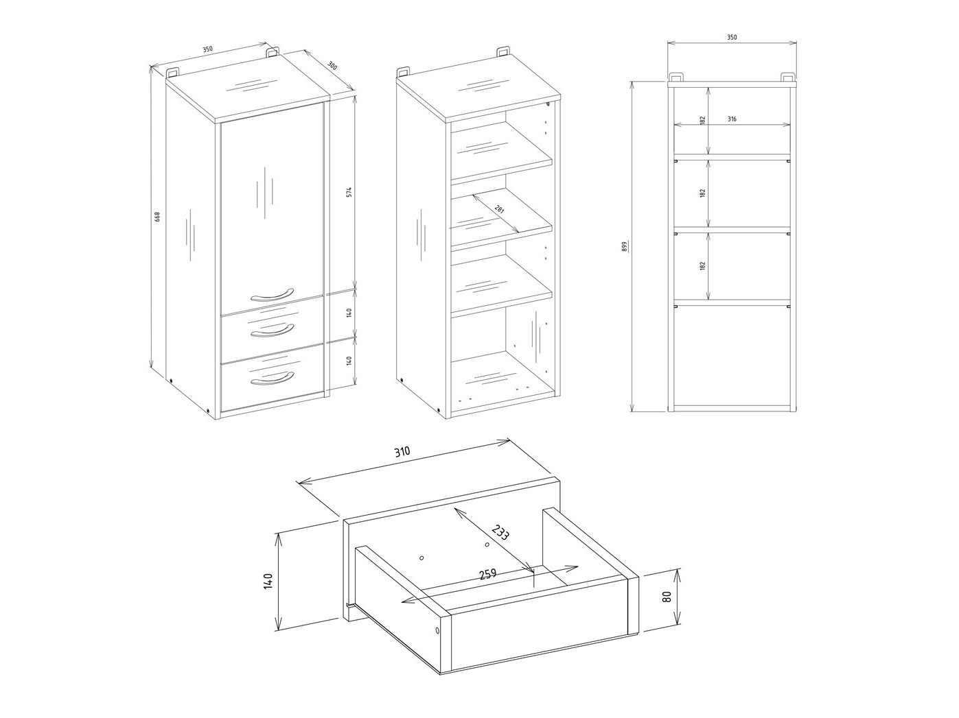Wandhängeschrank für Badezimmer Servou 105