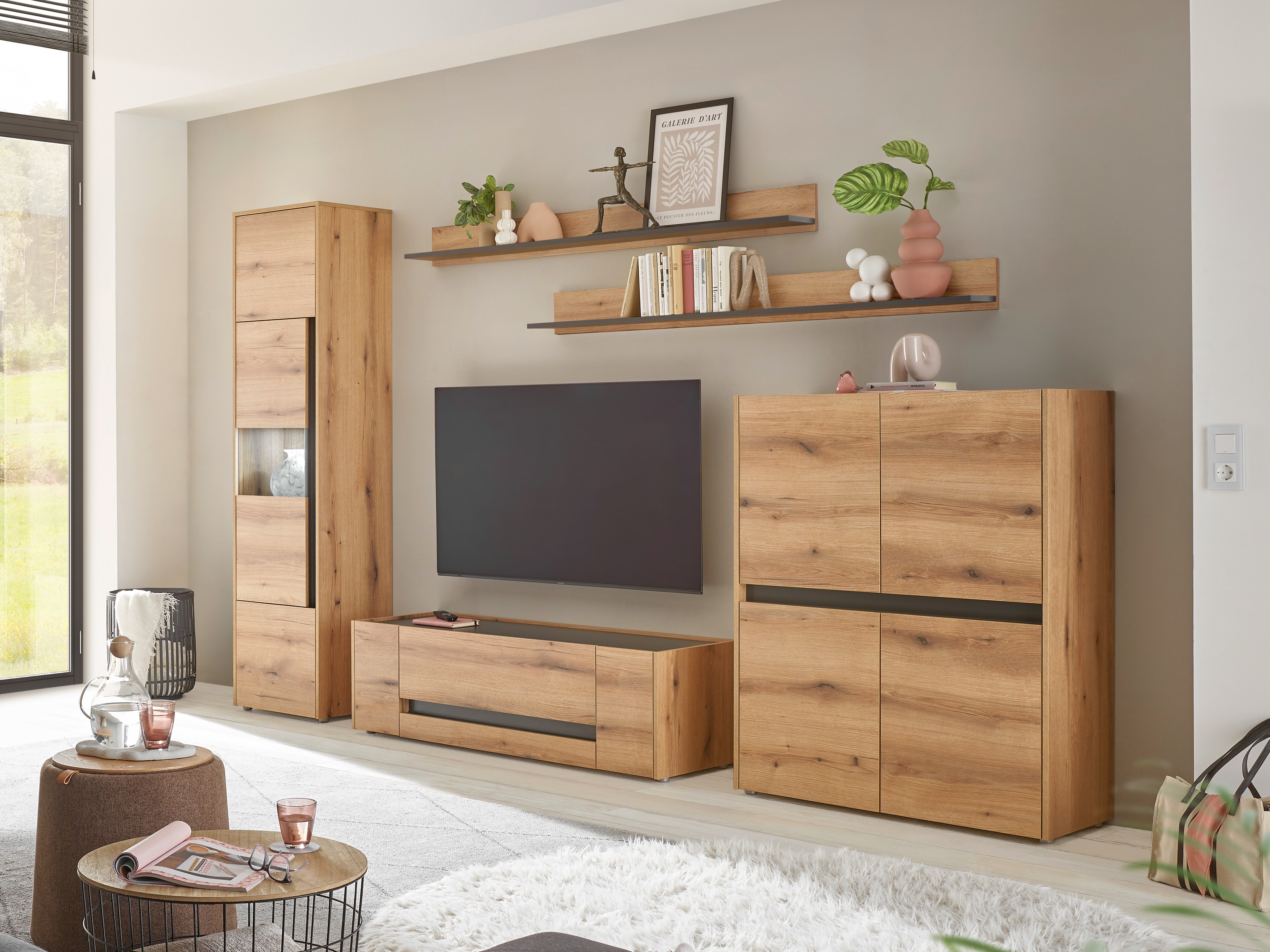 Sideboard Elbsori 111 (Eichenholzoptik + Anthrazit)