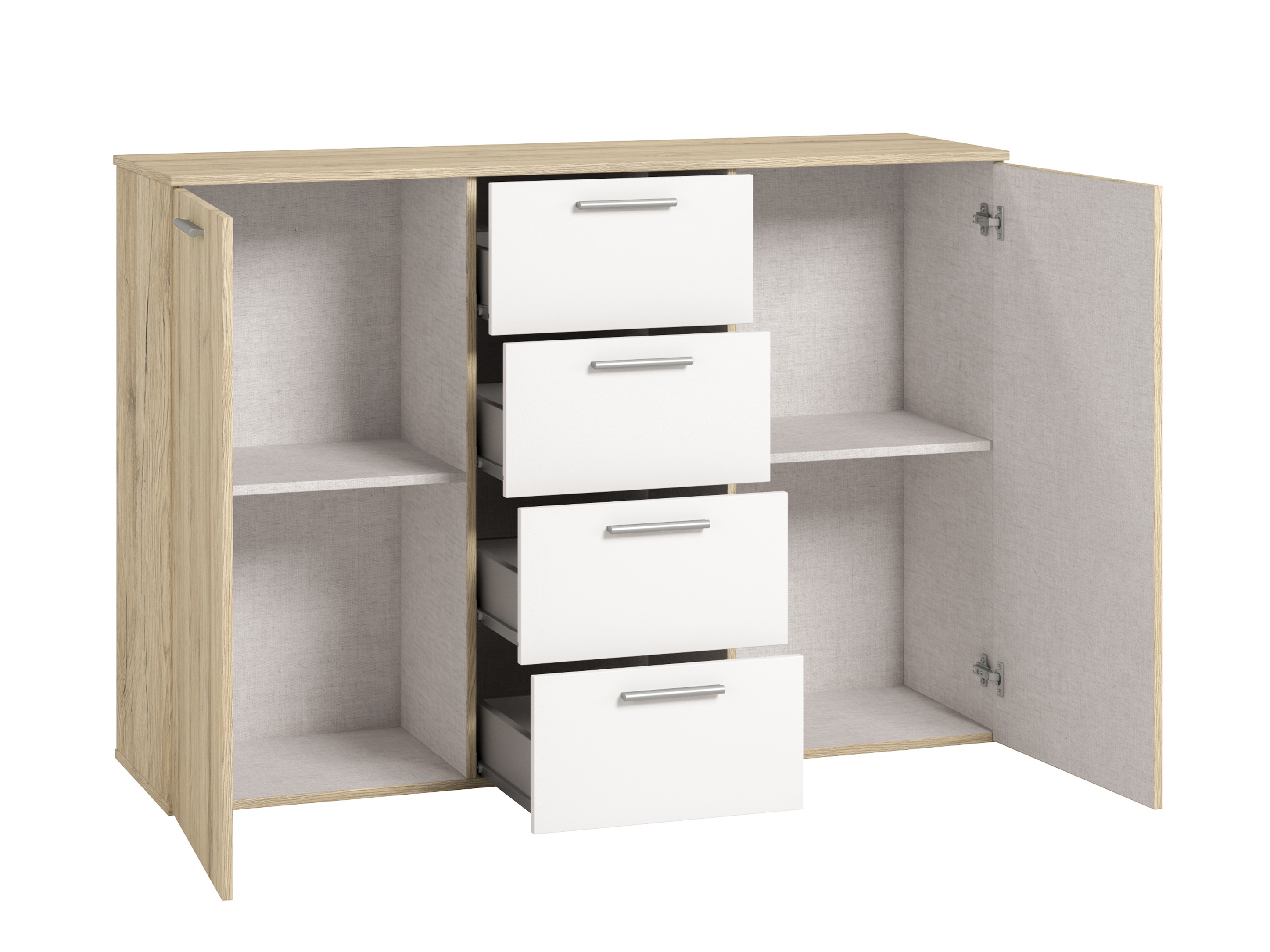 Kommoden Melvele 101 (San Remo Eichenholzoptik + Weiß)