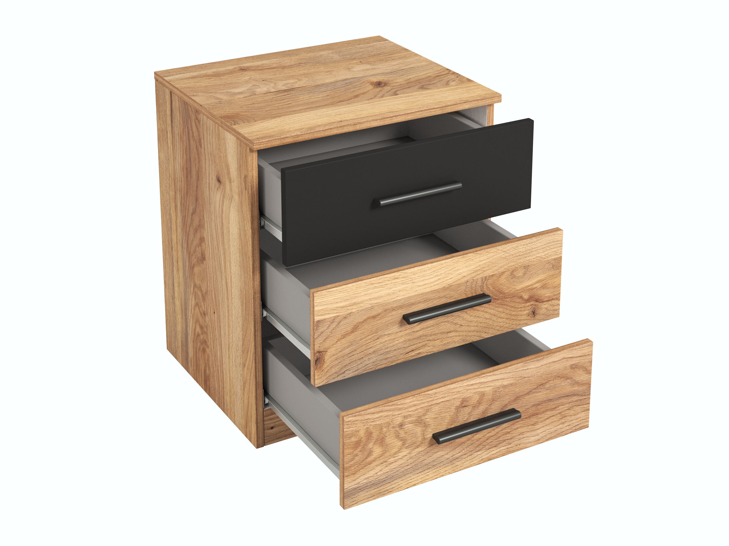 Nachttisch Melvele 100 (Eichenholzoptik + Schwarz)