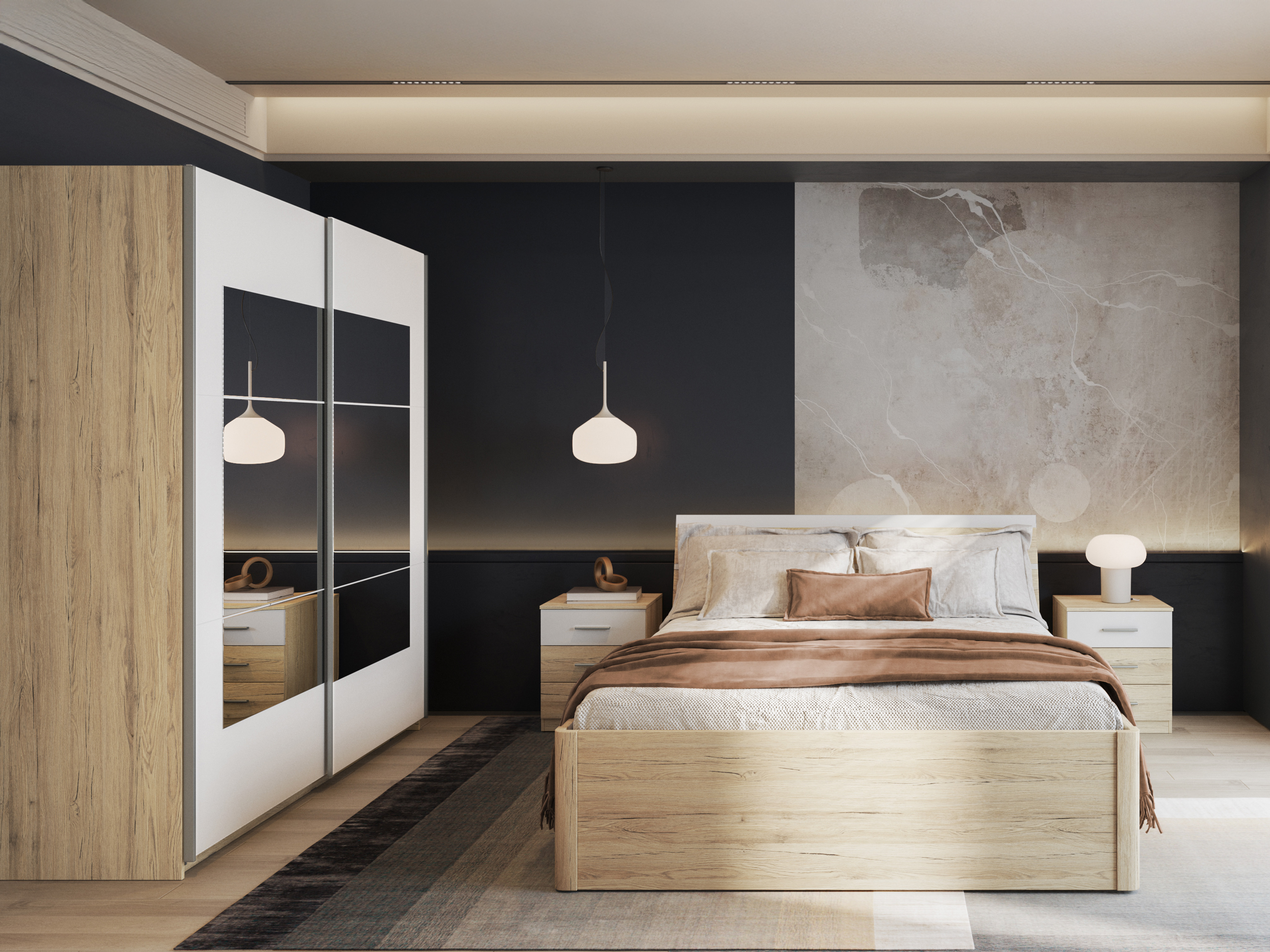 Nachttisch Melvele 100 (San Remo Eichenholzoptik + Weiß)