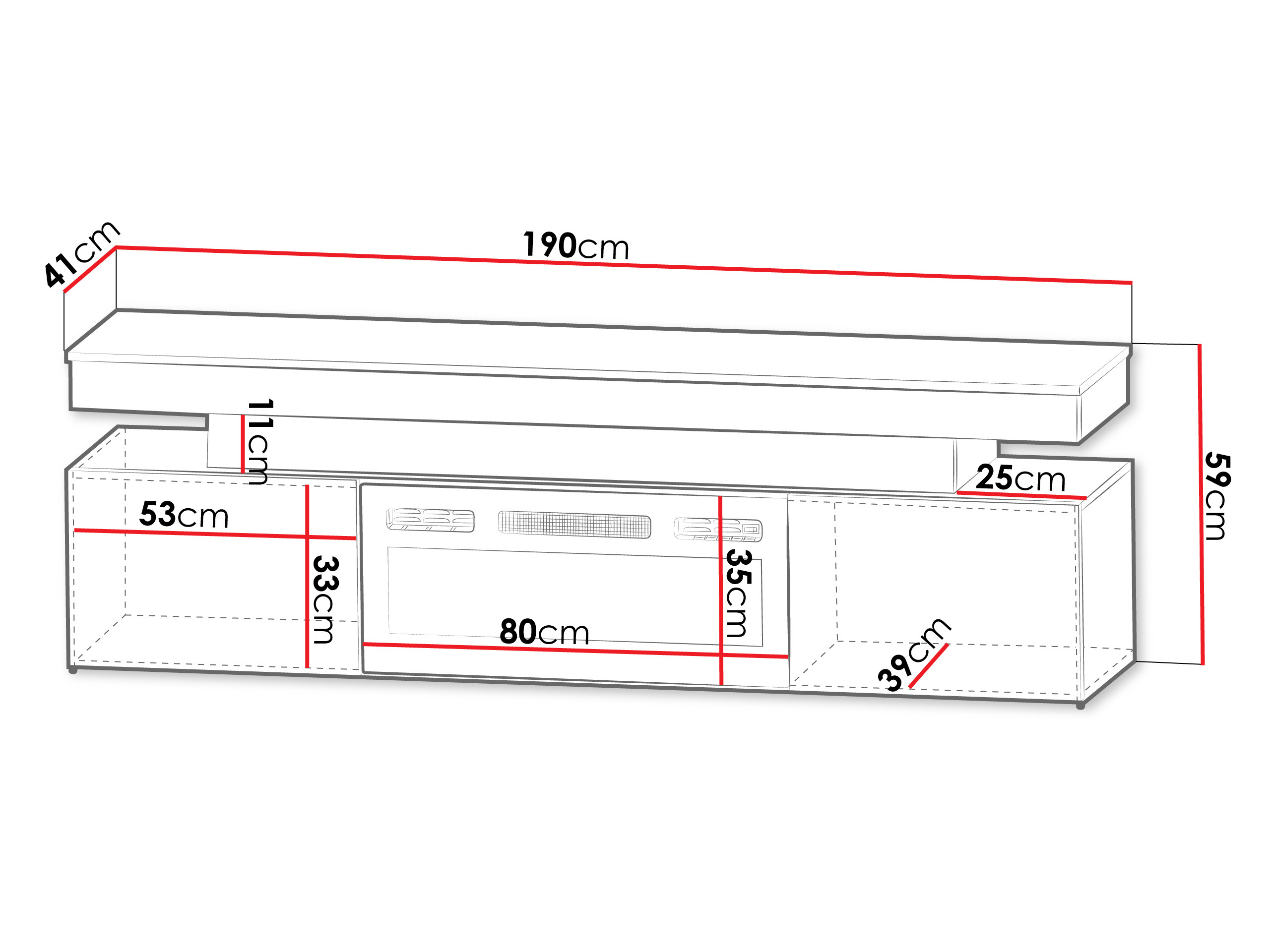 TV-Möbel Monfero 104 (Weiß + Weiß glänzend)