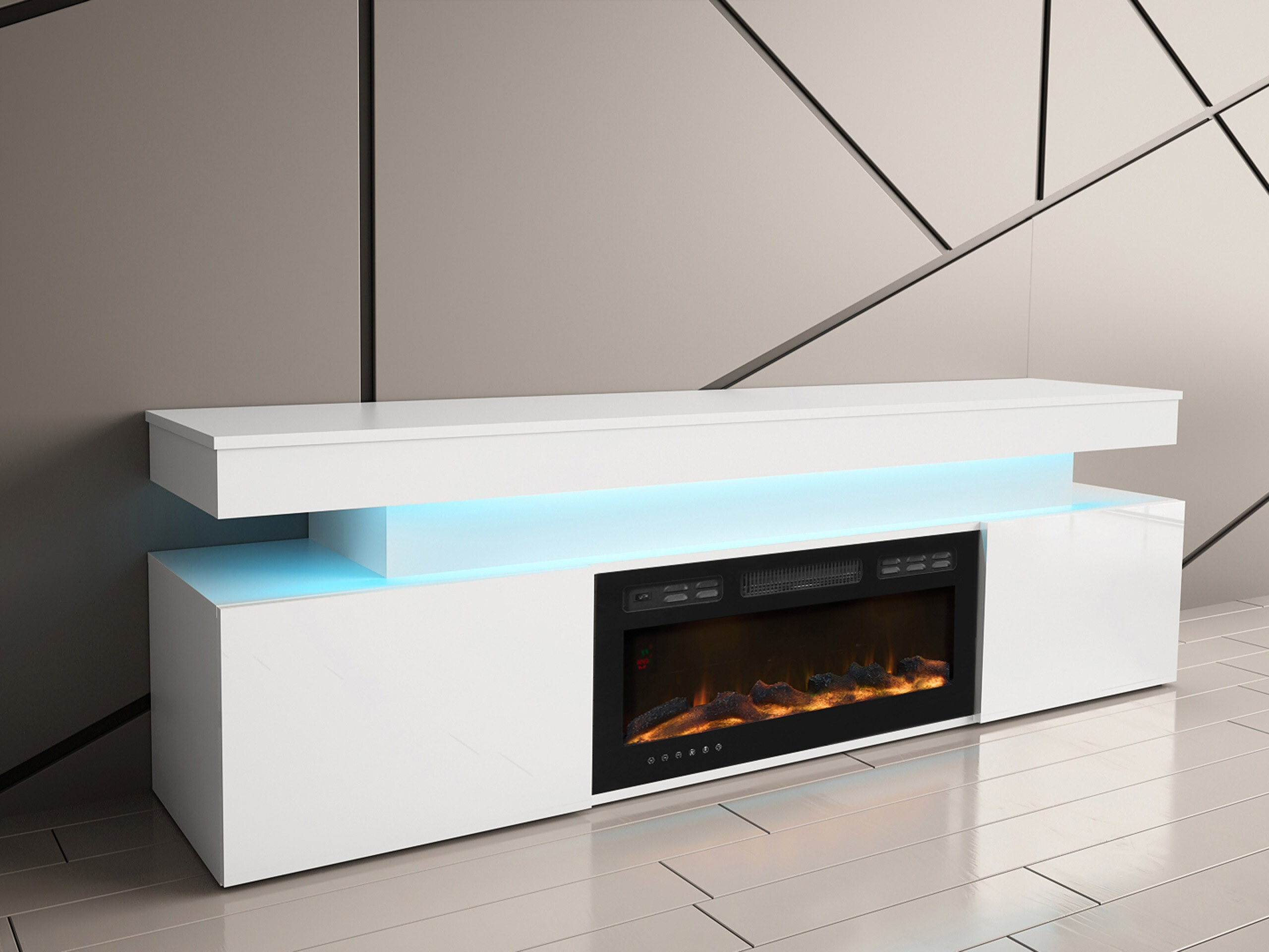 TV-Möbel Monfero 104 (Weiß + Weiß glänzend)