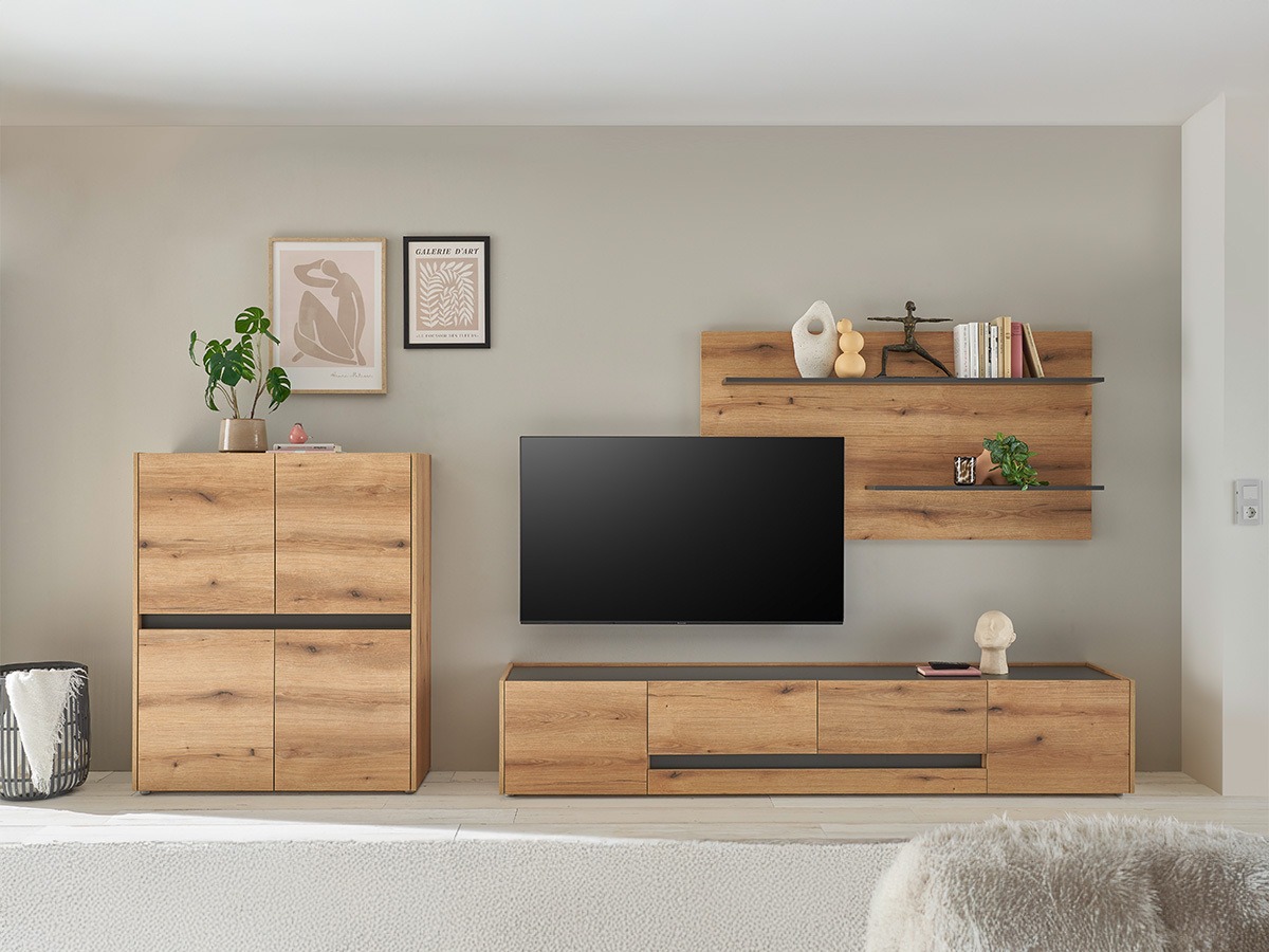 Wohnzimmer-Sets Elbsori 127 (Eichenholzoptik + Anthrazit)