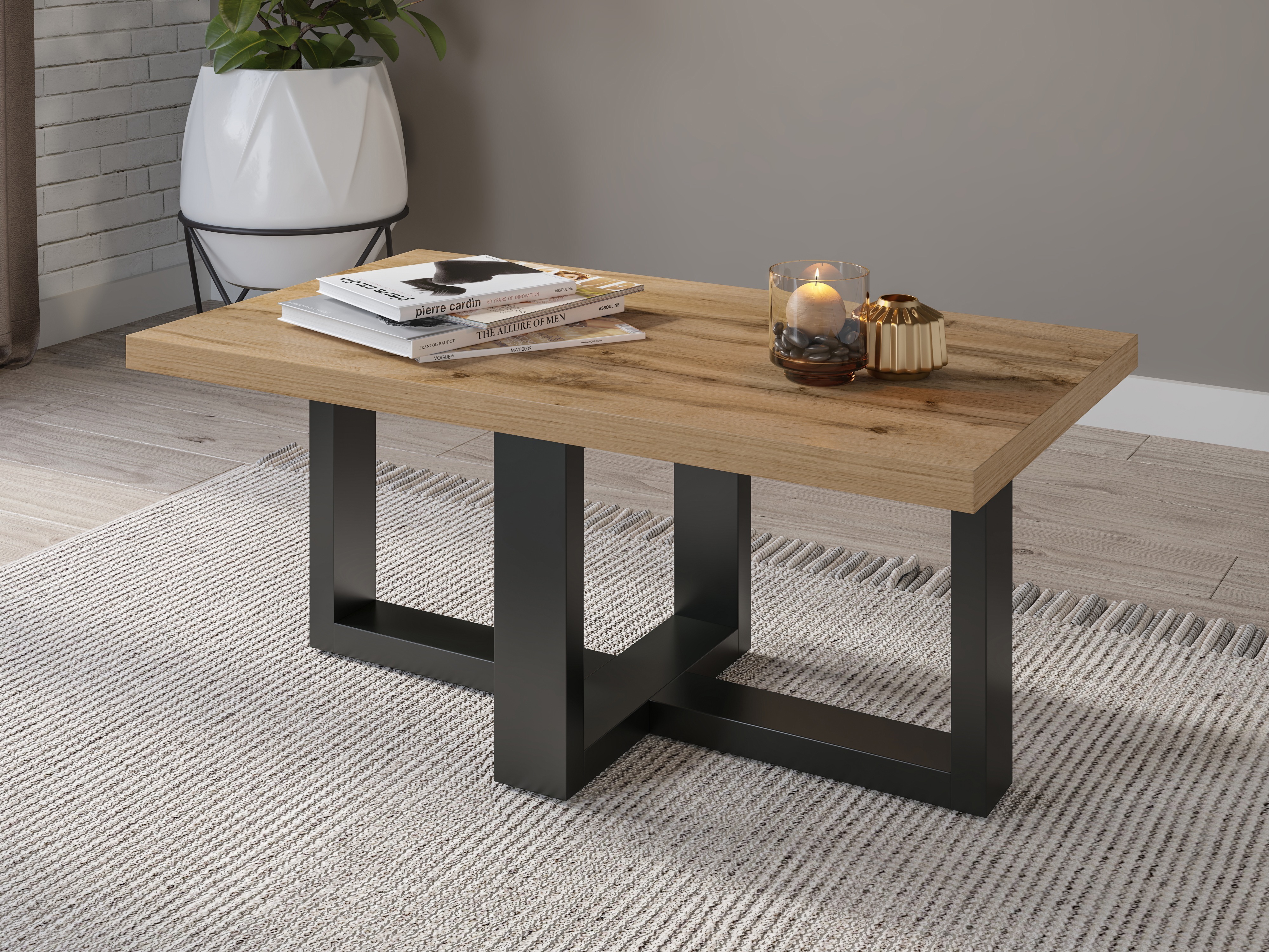 Couchtisch Austin 317 (Schwarz + Wotan Eiche)