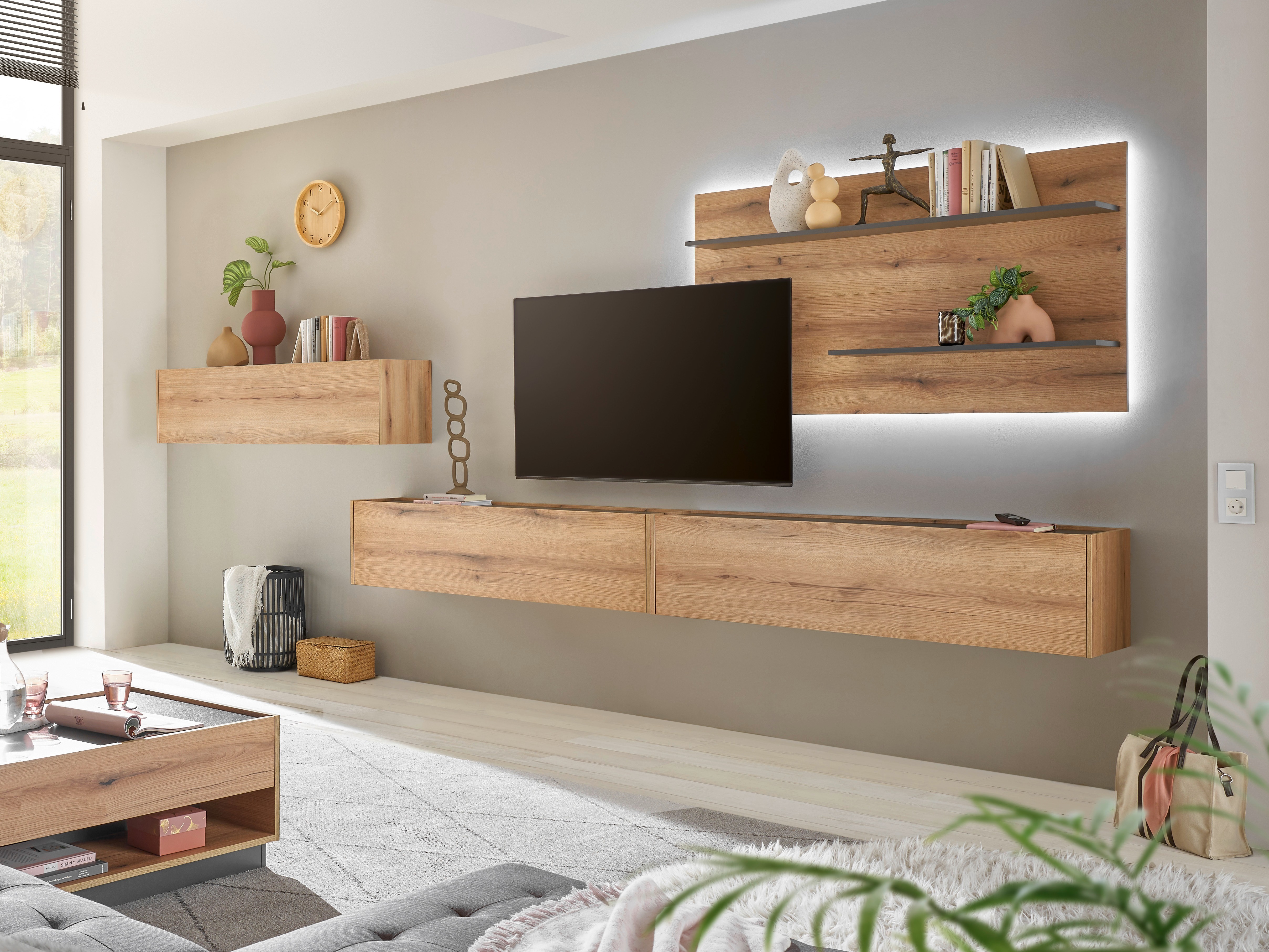 Wohnzimmer-Sets Elbsori 121 (Eichenholzoptik + Anthrazit)