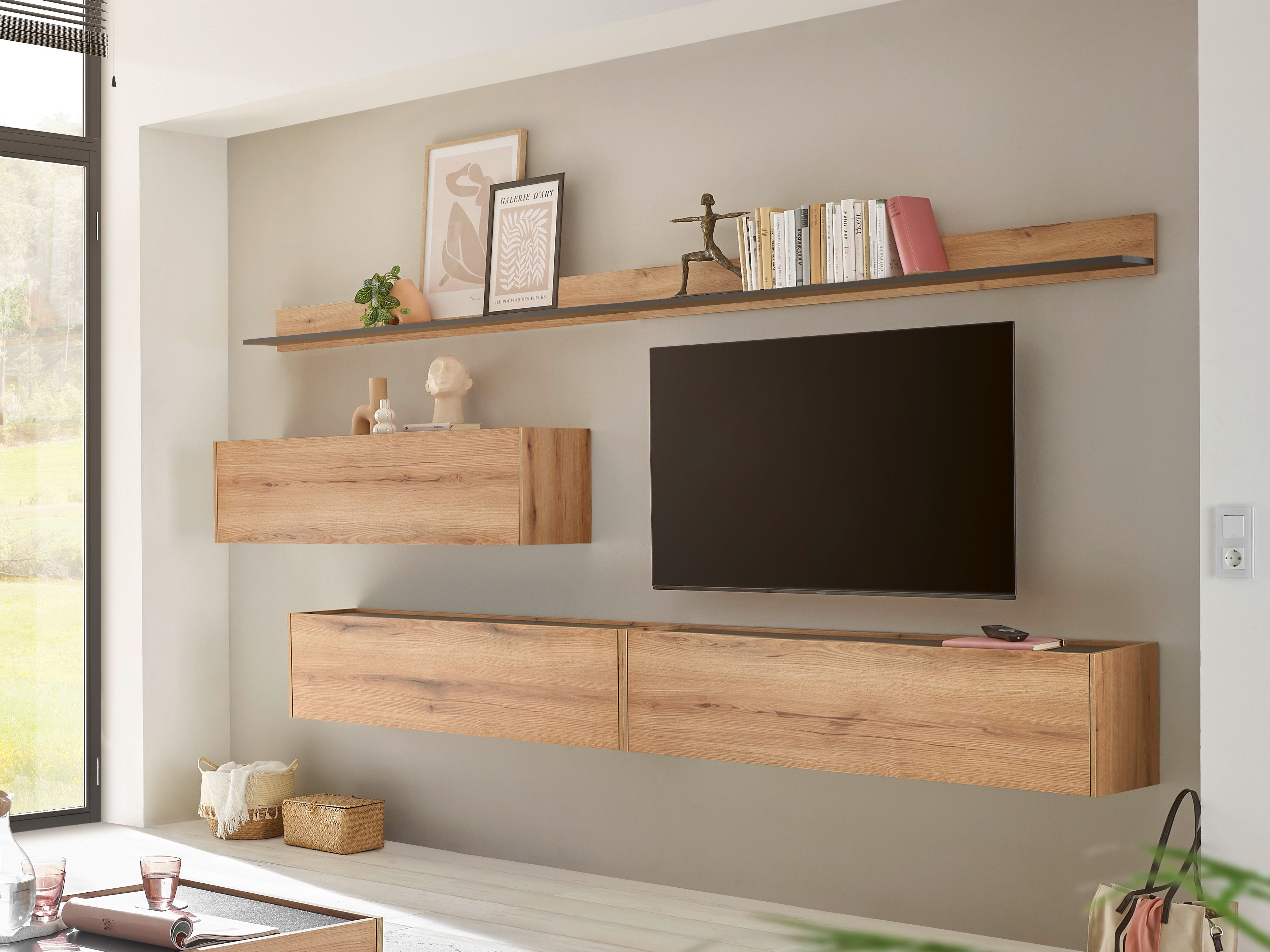 Wohnzimmer-Sets Elbsori 142 (Eichenholzoptik + Anthrazit)