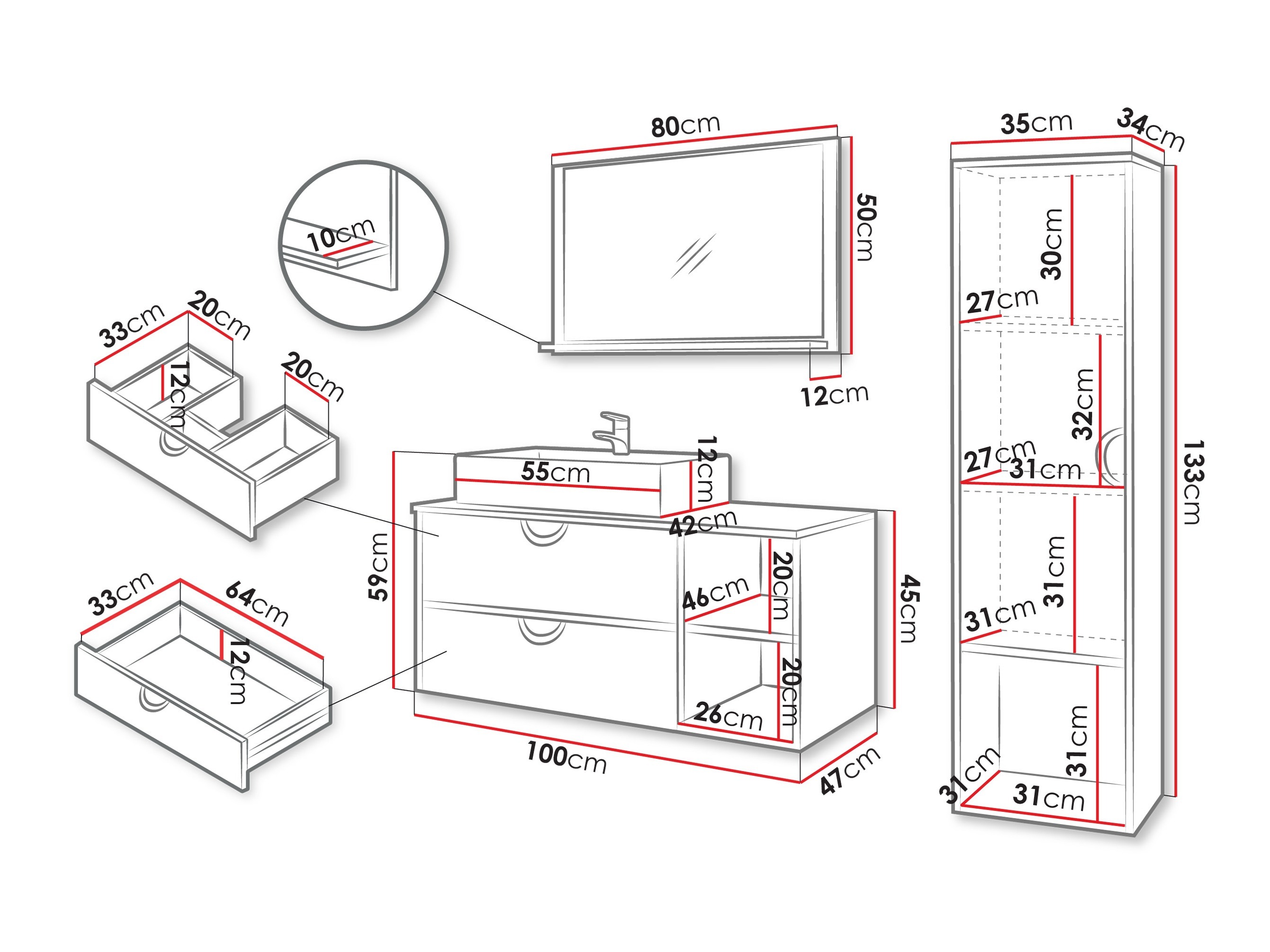 Badezimmer-Set Providence 196 (Schwarz)
