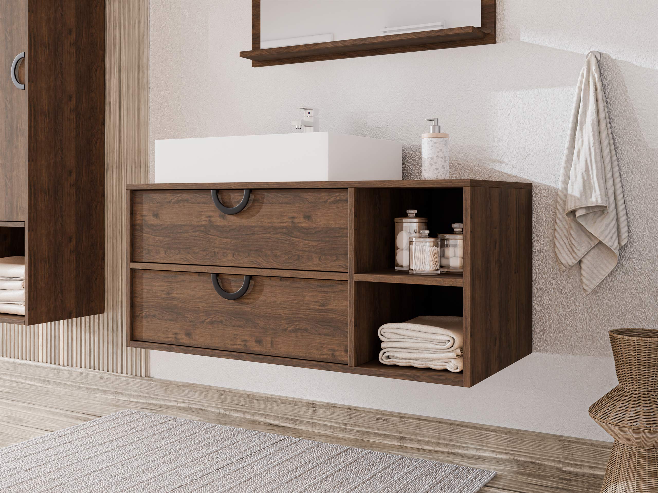 Hängeschrank für Waschbecken Providence 193 (Walnussholzoptik)