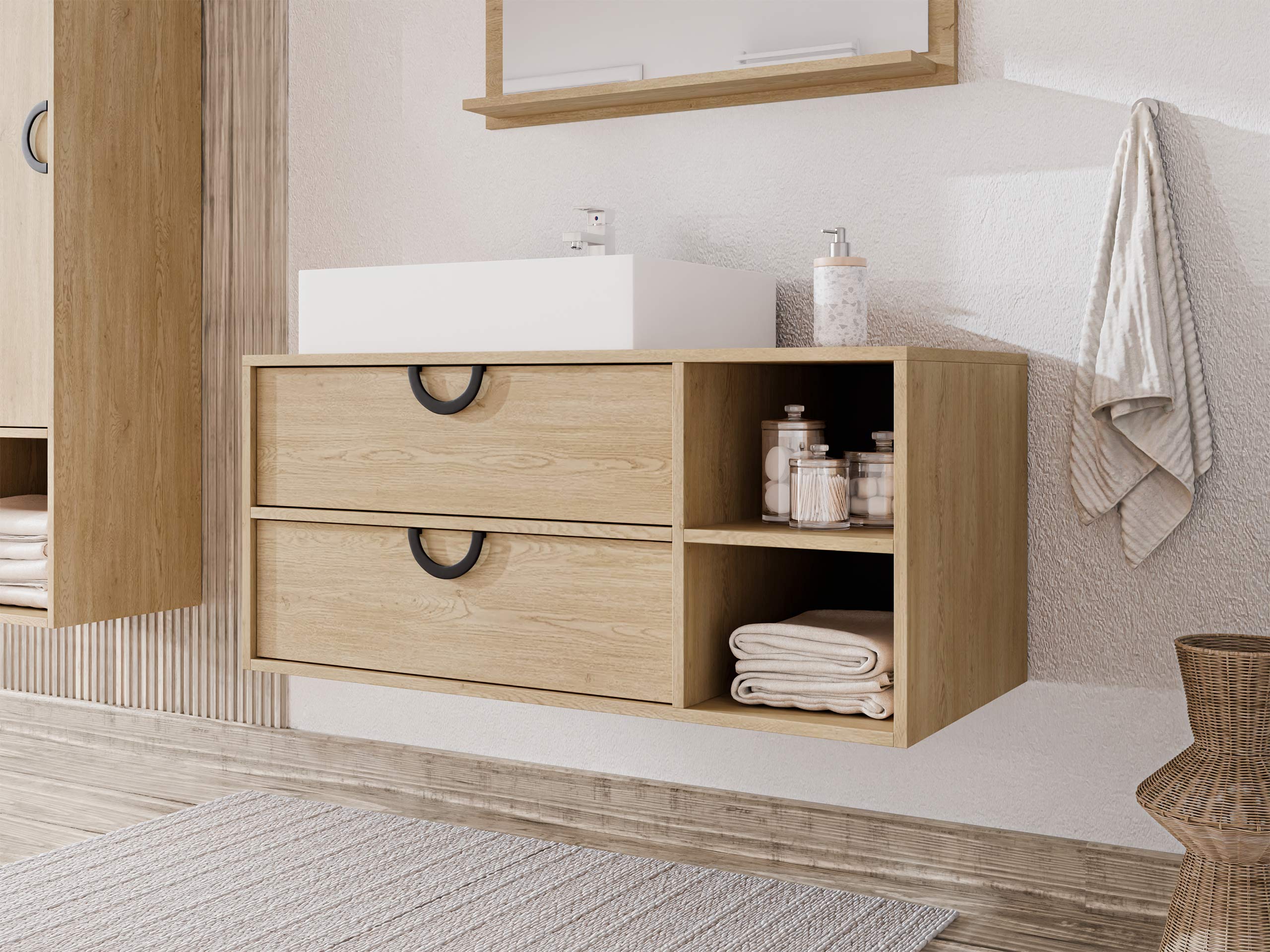 Hängeschrank für Waschbecken Sodalis (Eichenholzoptik)