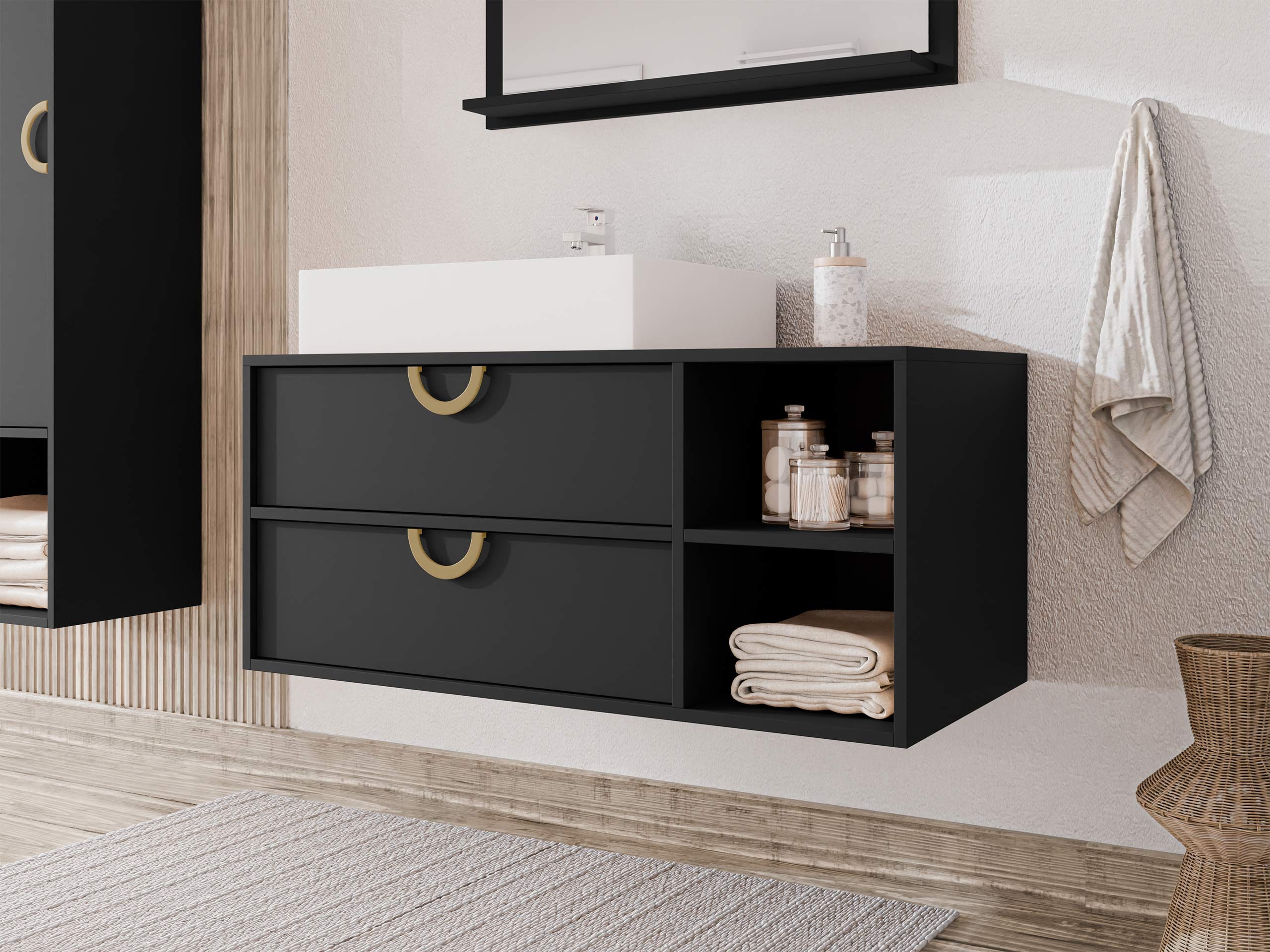 Hängeschrank für Waschbecken Sodalis (Schwarz)