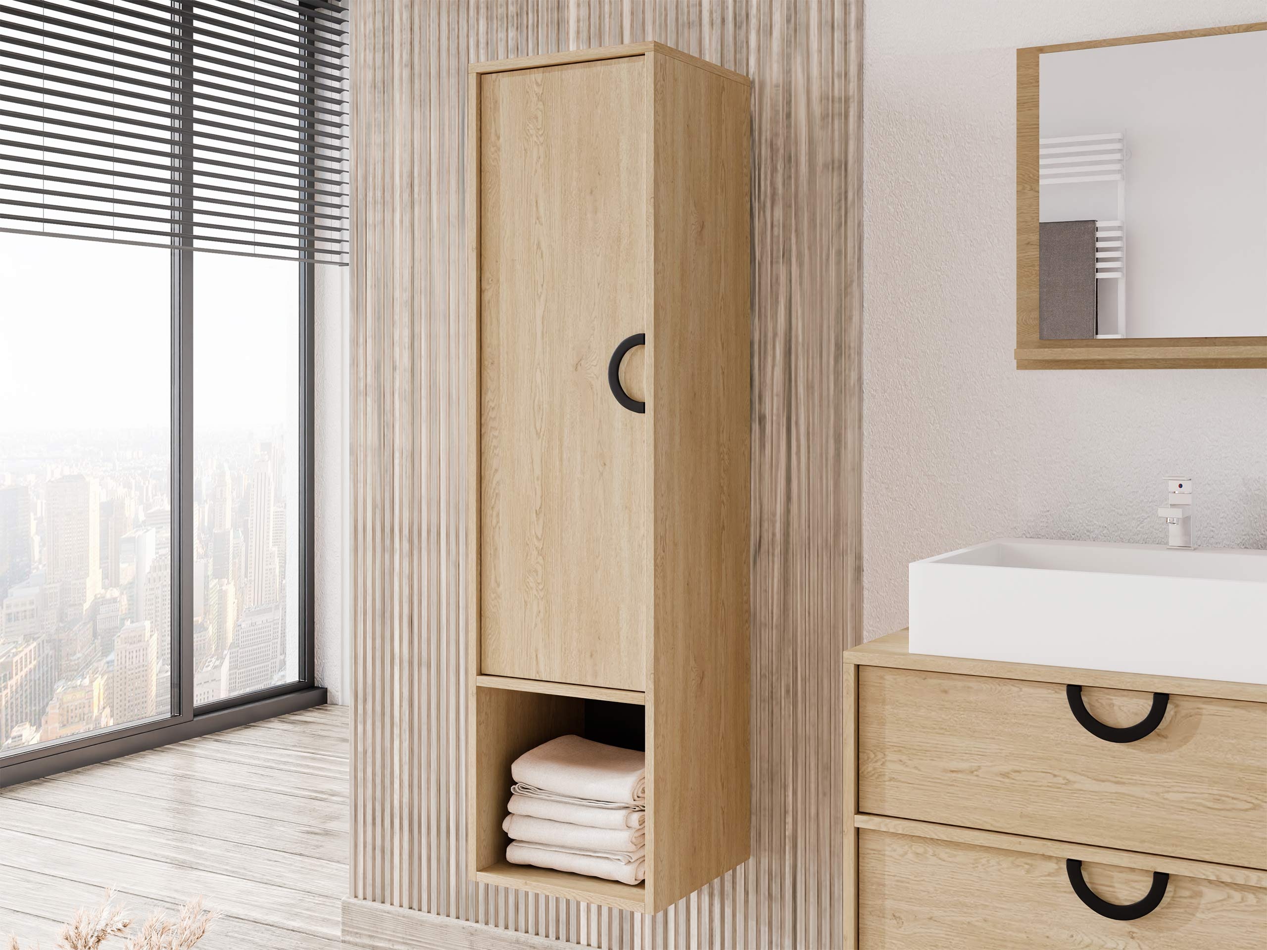 Wandhängeschrank für Badezimmer Sodalis (Eichenholzoptik)