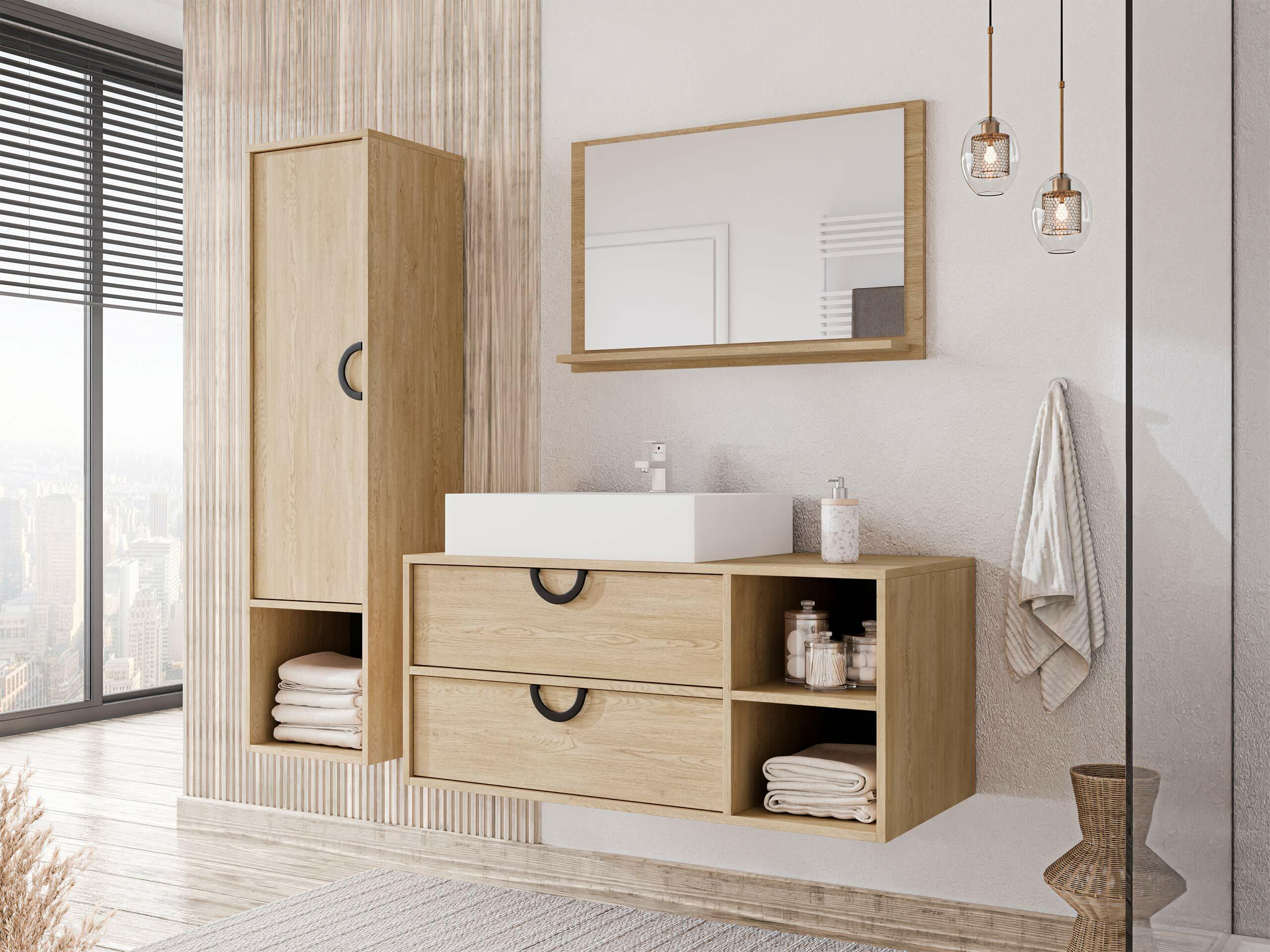 Wandhängeschrank für Badezimmer Sodalis (Eichenholzoptik)