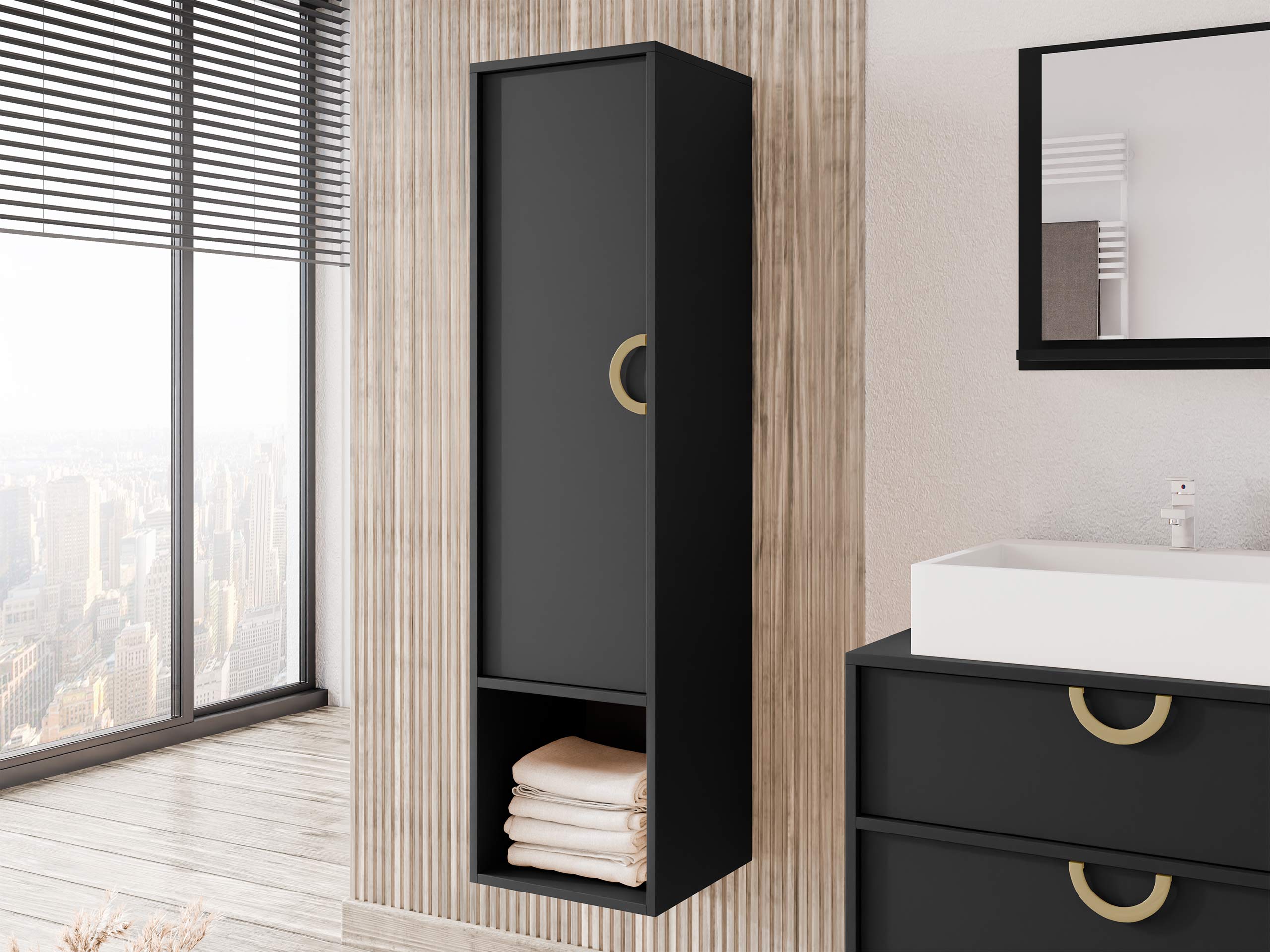 Wandhängeschrank für Badezimmer Sodalis (Schwarz)