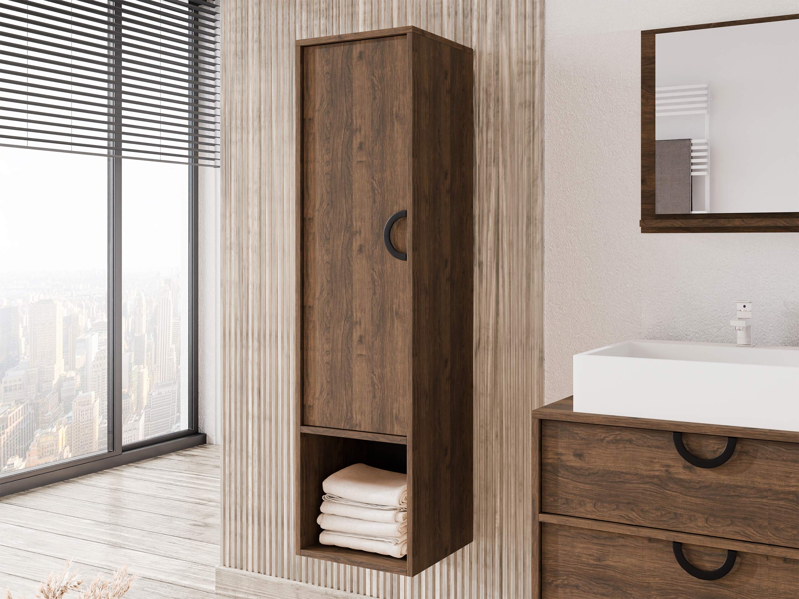 Wandhängeschrank für Badezimmer Sodalis (Walnussholzoptik)