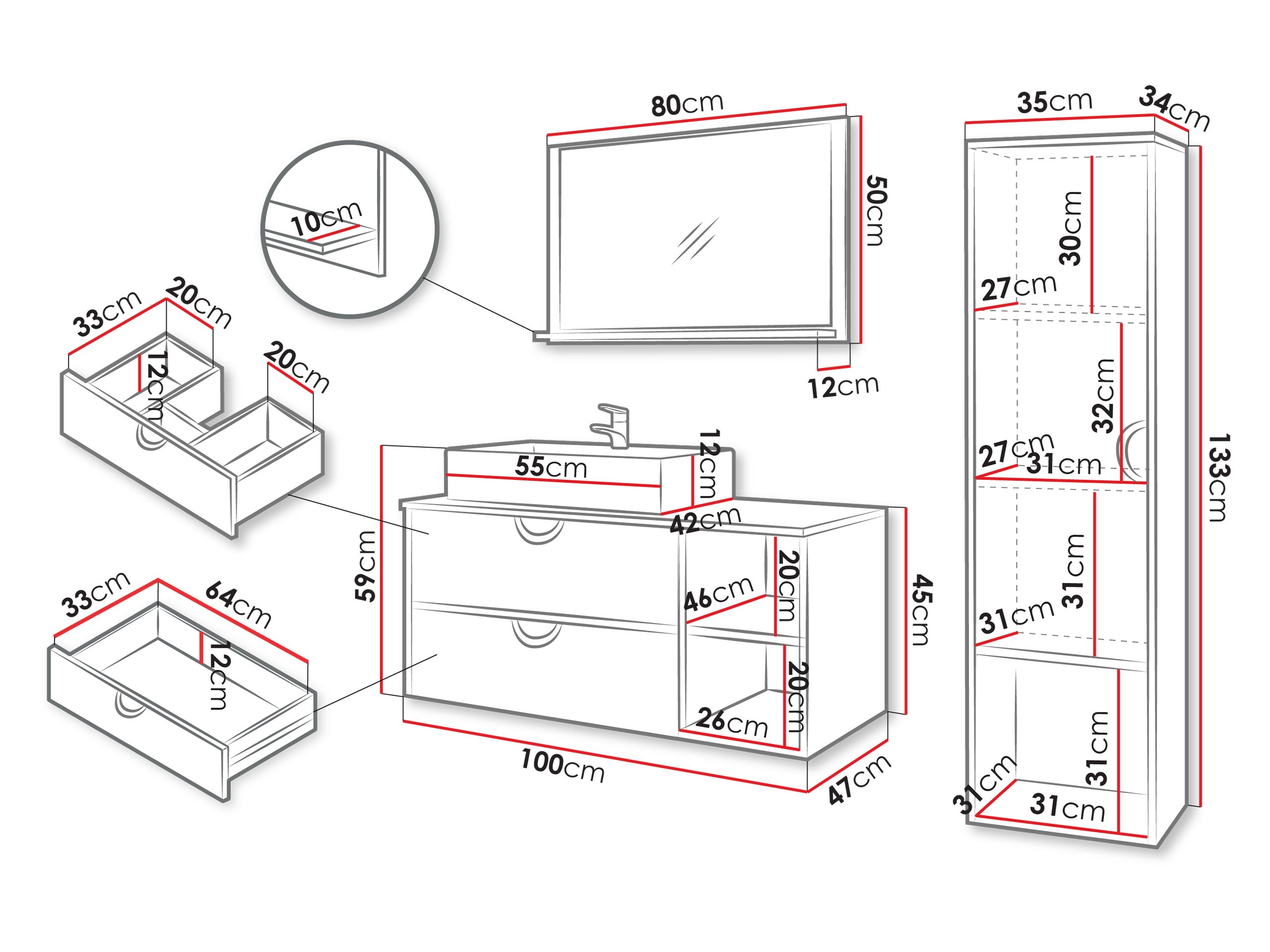 Badezimmer-Set Providence 196 (Walnussholzoptik)