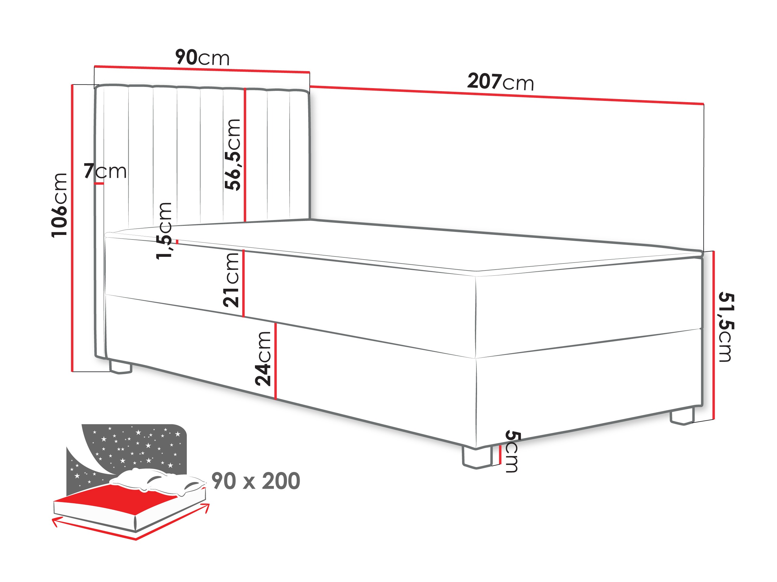 Boxspringbett Soral (Manila 26)