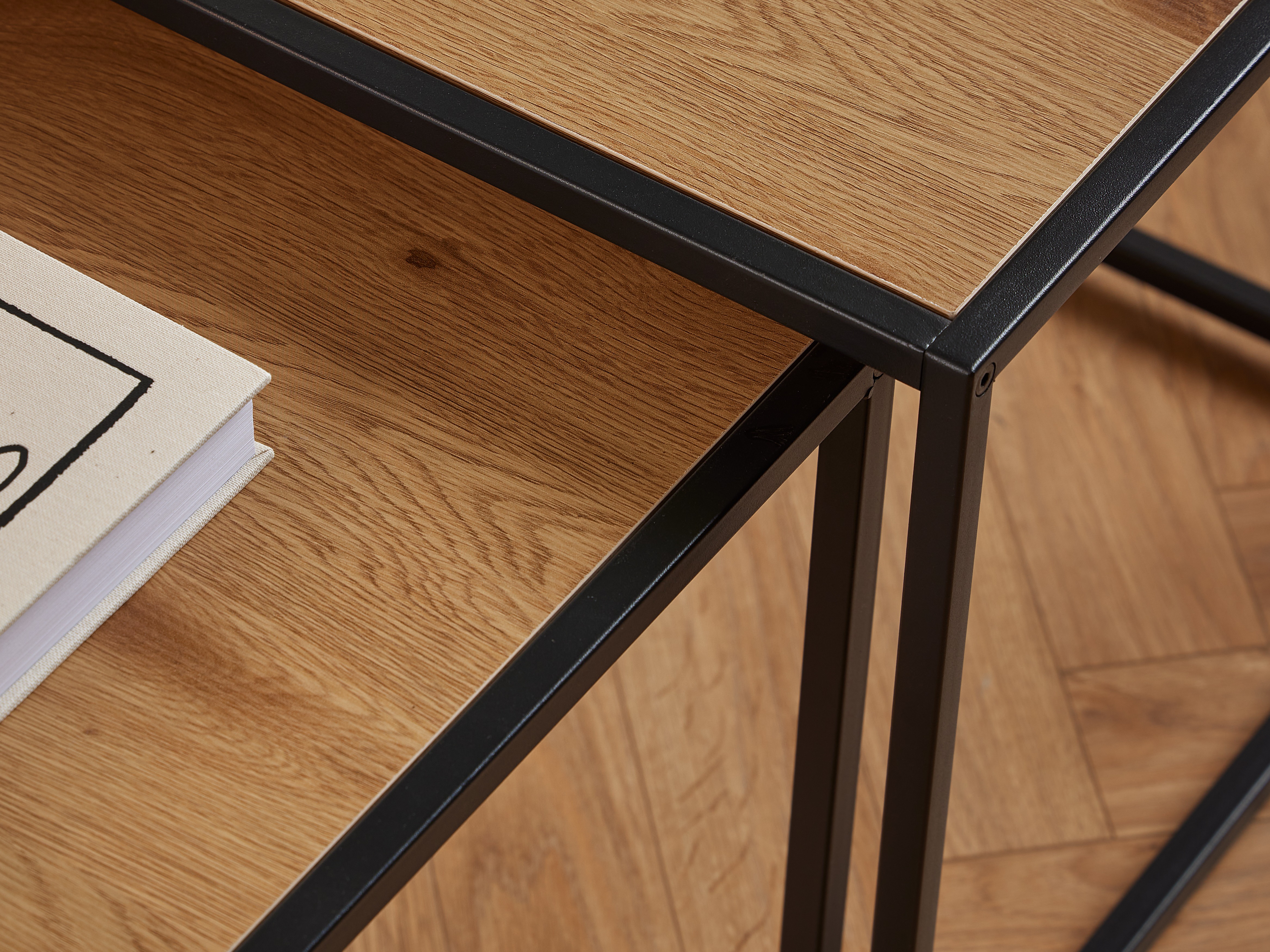 Beistelltische-Set Norsica 461 (Wildeichenholzoptik + Schwarz)